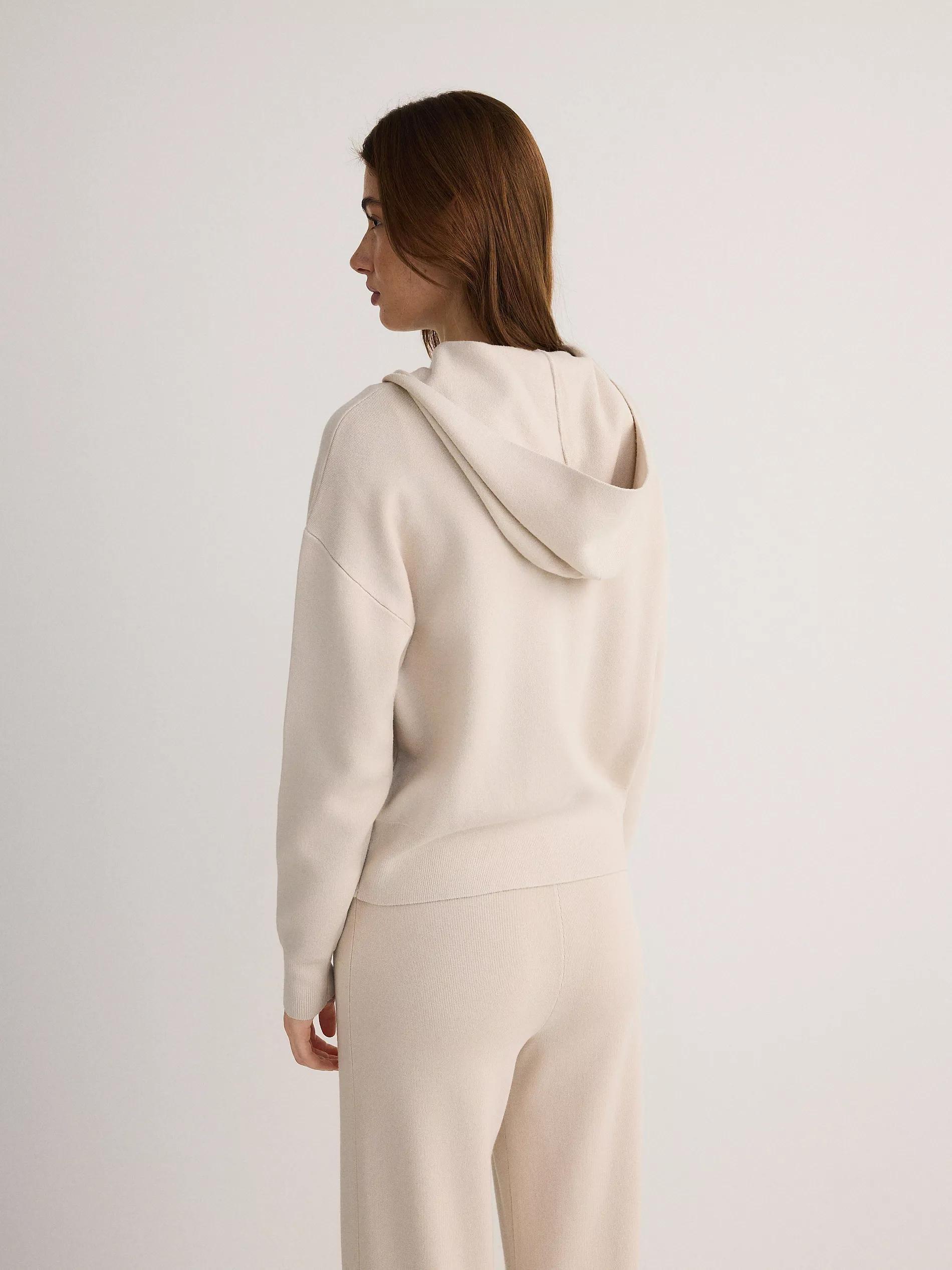 Beige Zip-Up Hoodie, , large image number 3