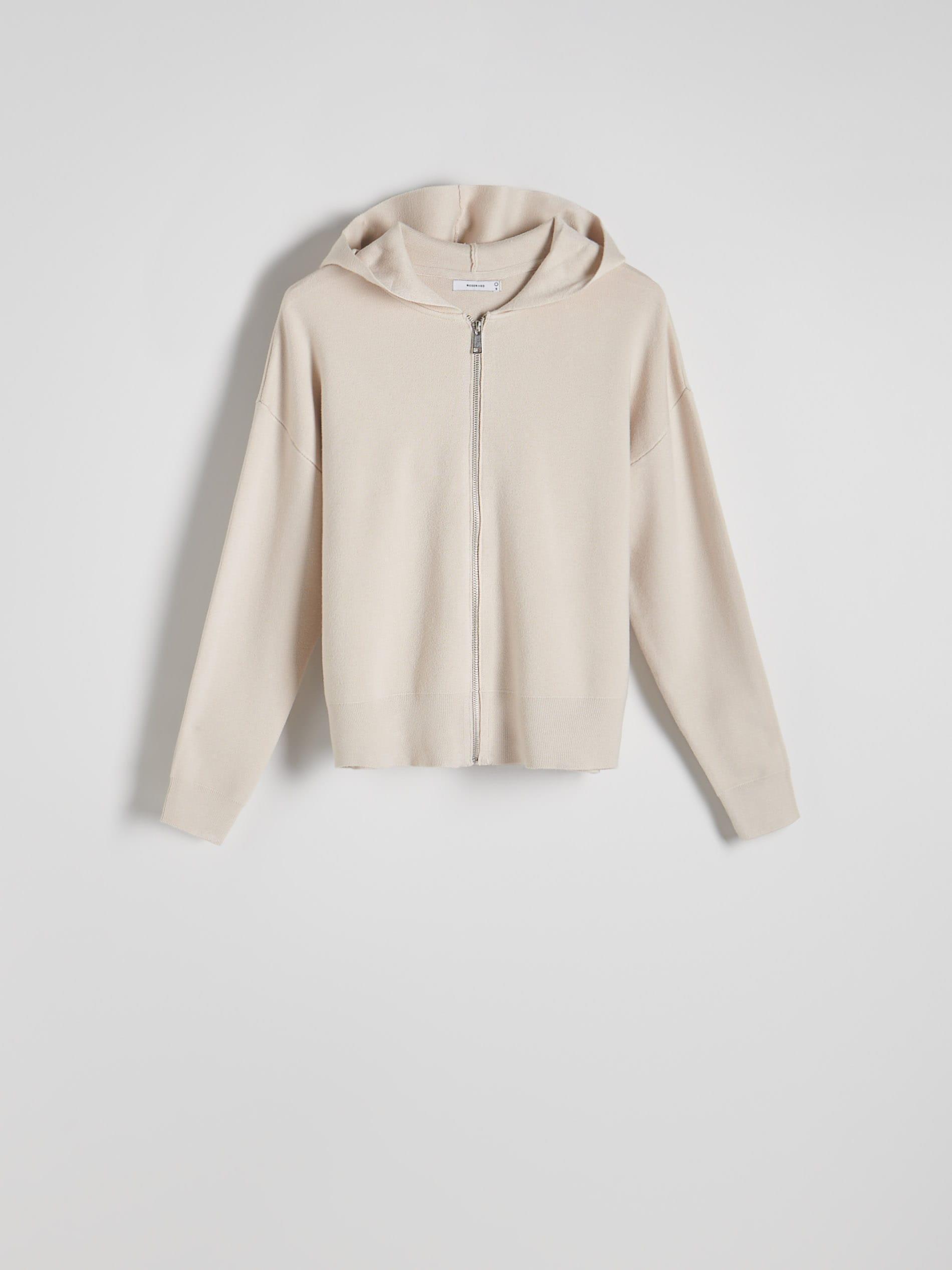 Beige Zip-Up Hoodie, , large image number 4