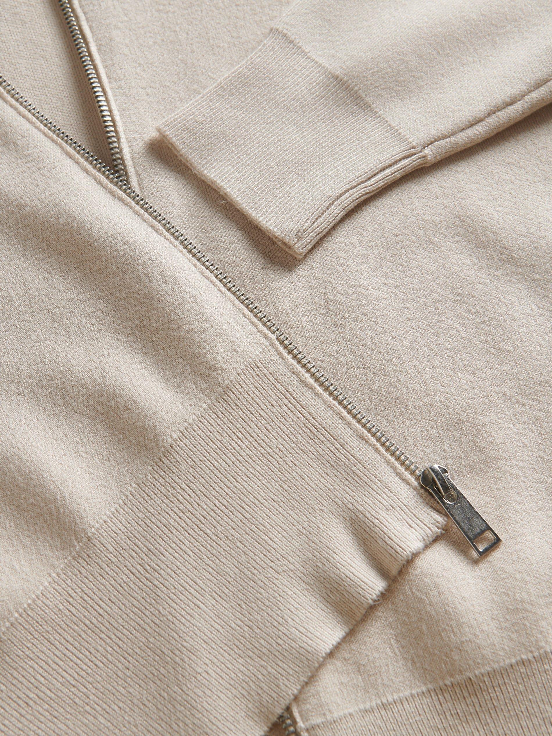 Beige Zip-Up Hoodie, , large image number 5