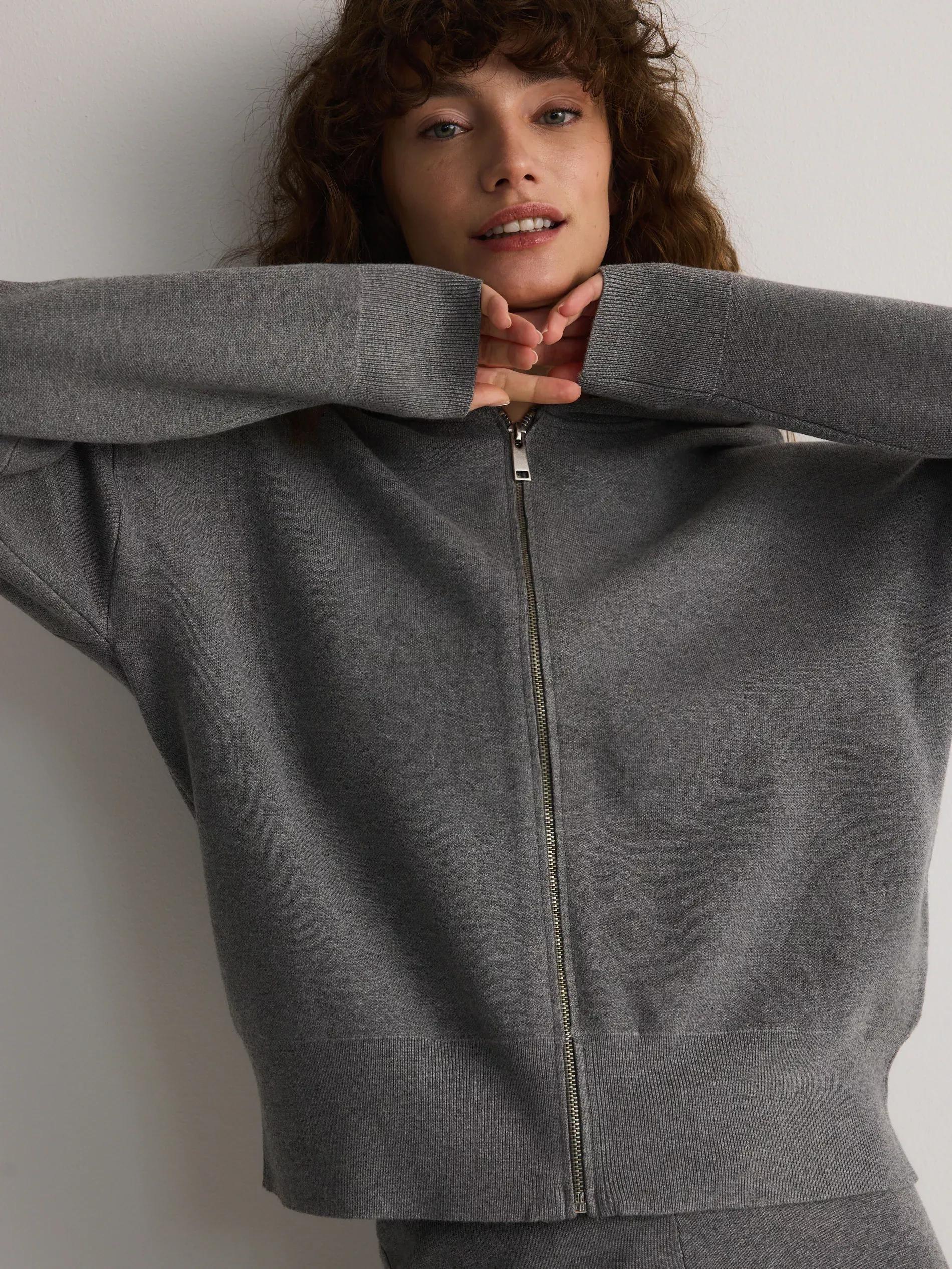 Grey Zip-Up Hoodie, , large image number 3