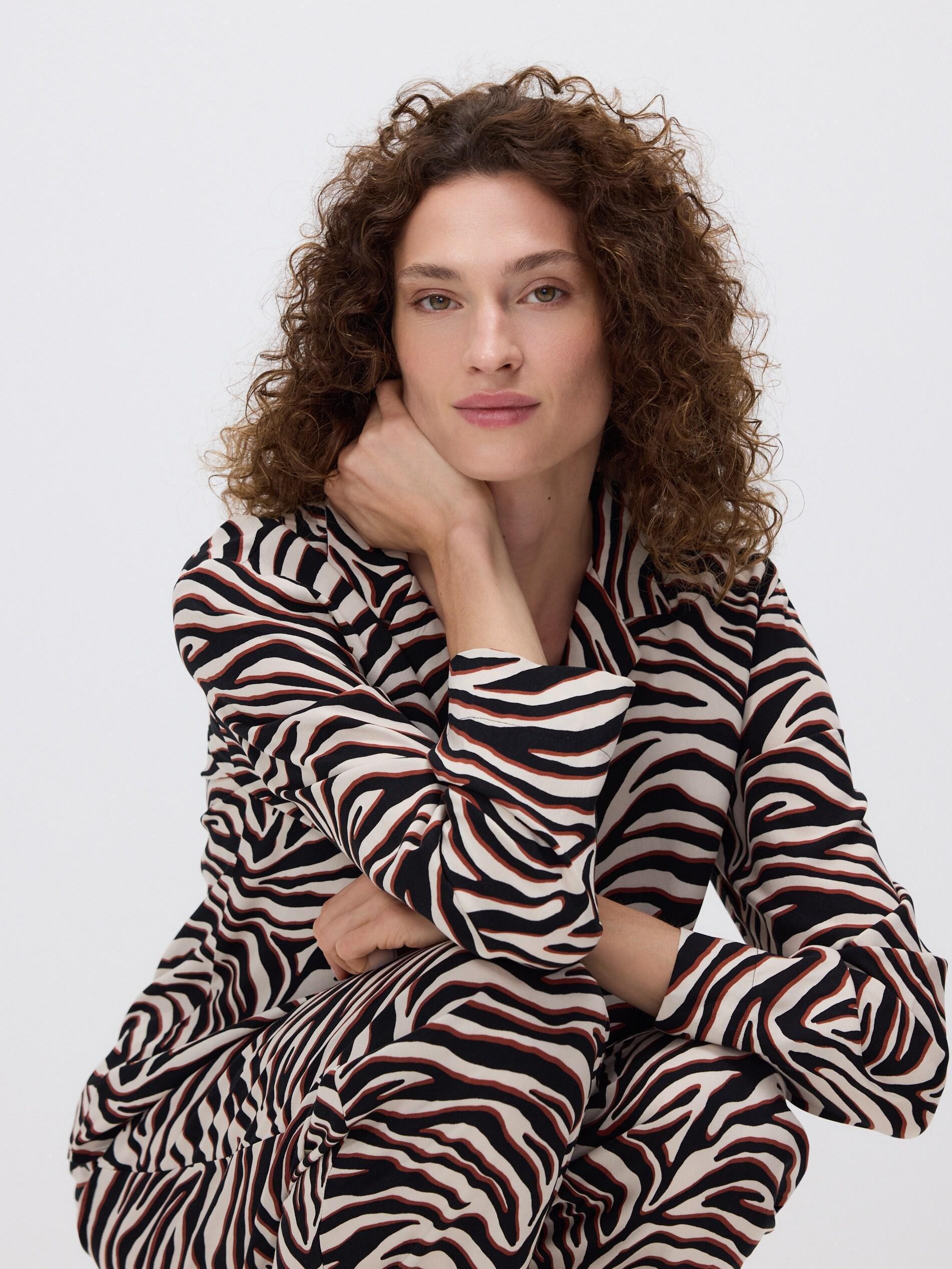 Black Two Piece Pyjama Set With Animal Print, Black, large image number 1