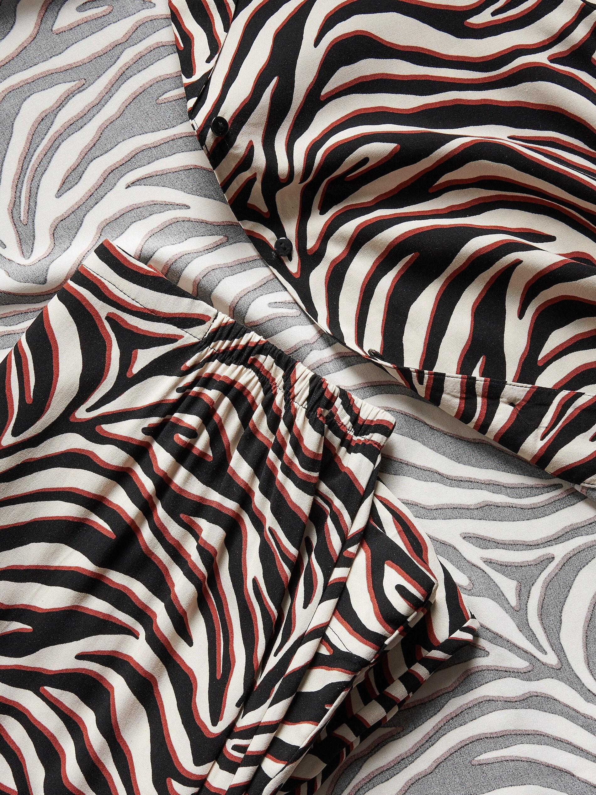 Black Two Piece Pyjama Set With Animal Print, Black, large image number 5