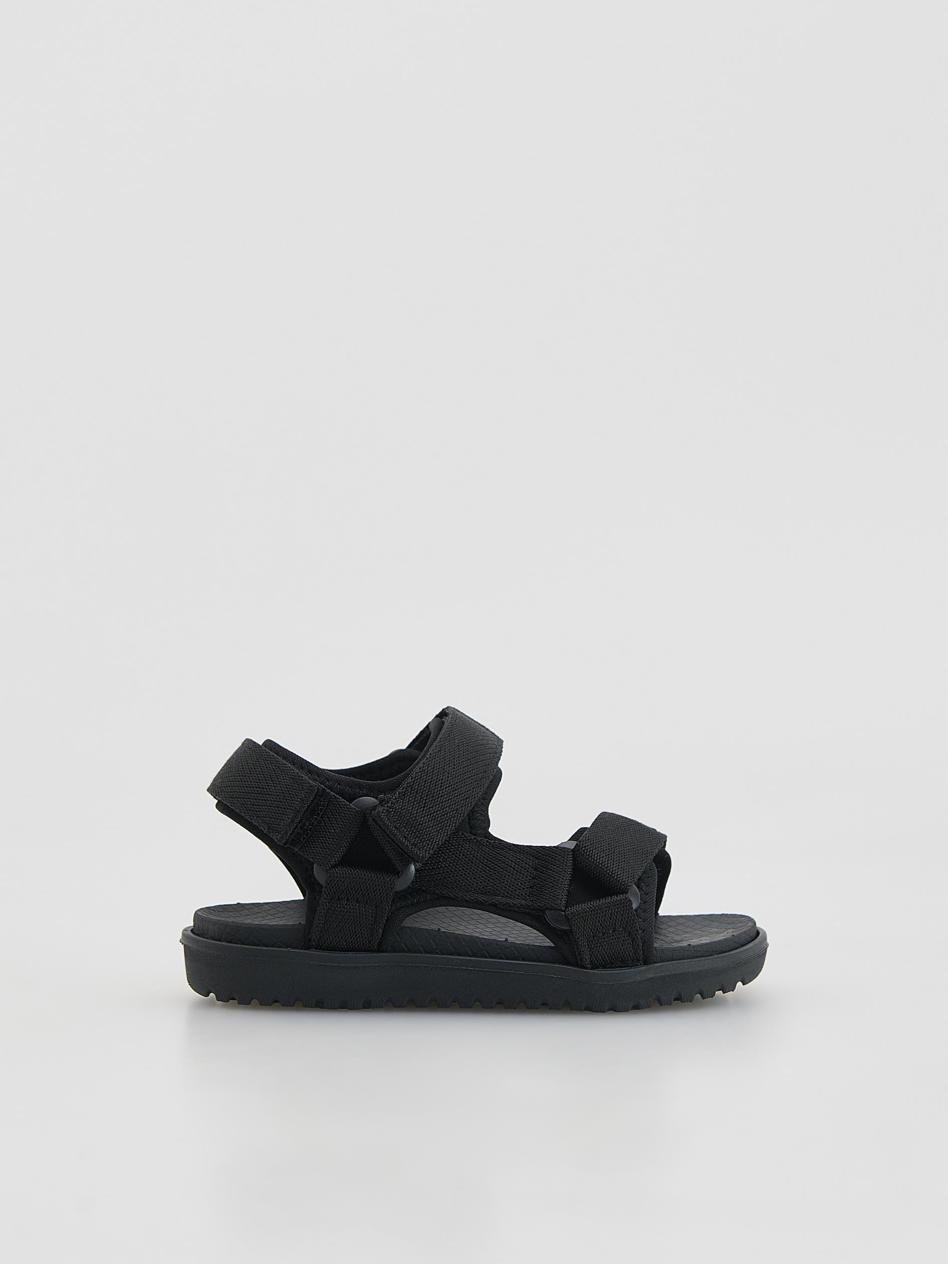 Black Sandals With Velcro Fastening, Black, large image number 0