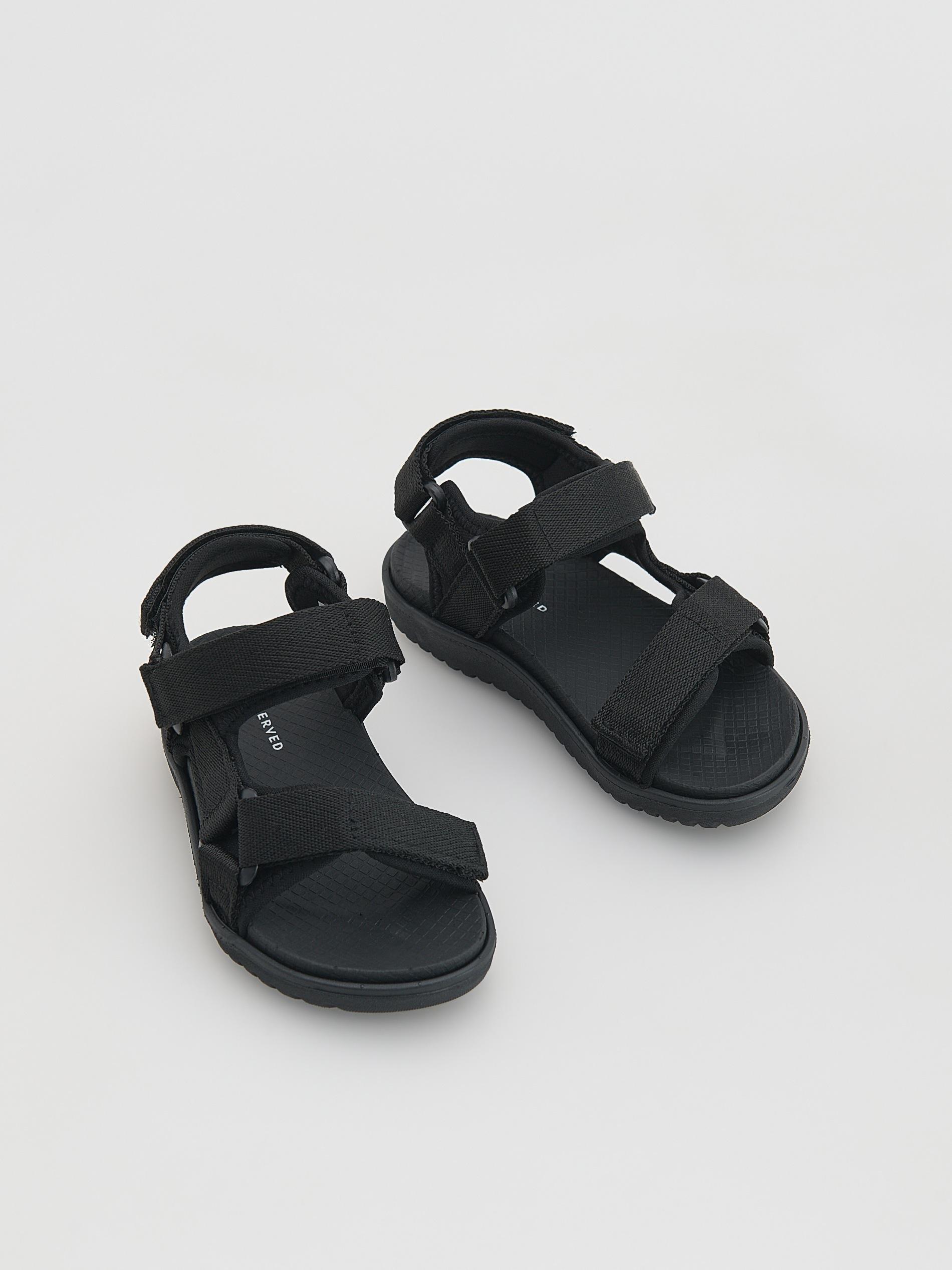 Black Sandals With Velcro Fastening, Black, large image number 1