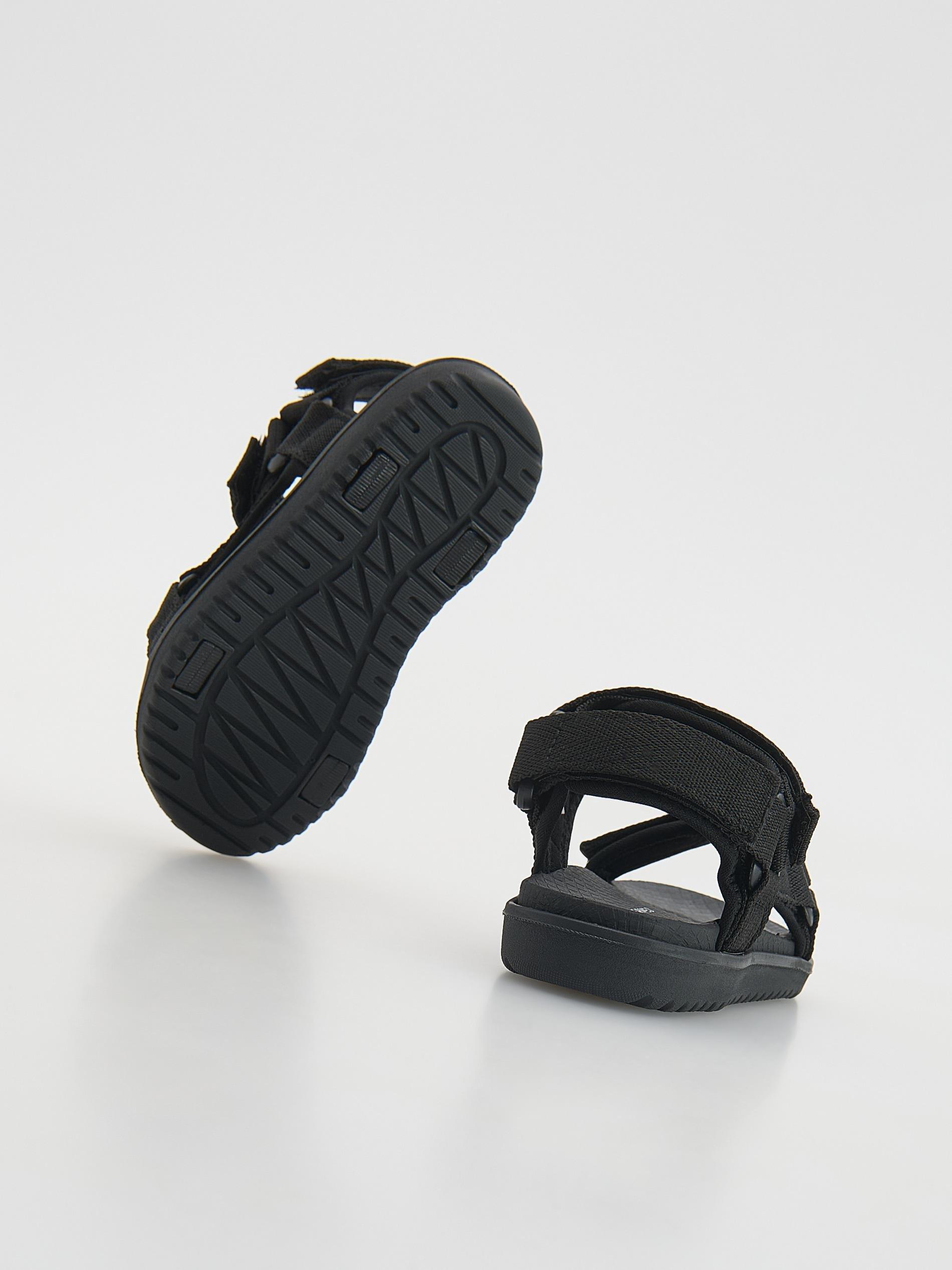 Black Sandals With Velcro Fastening, Black, large image number 2