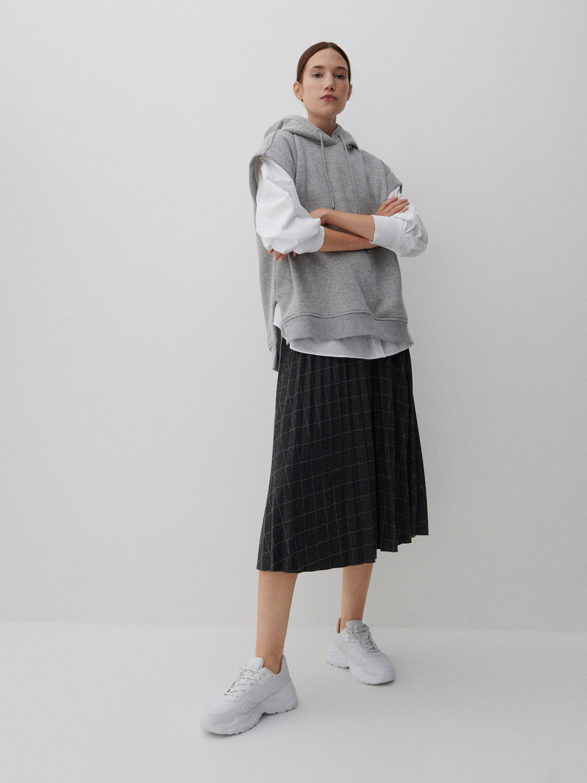 Dark Grey Pleated Skirt, Women, , large image number 0