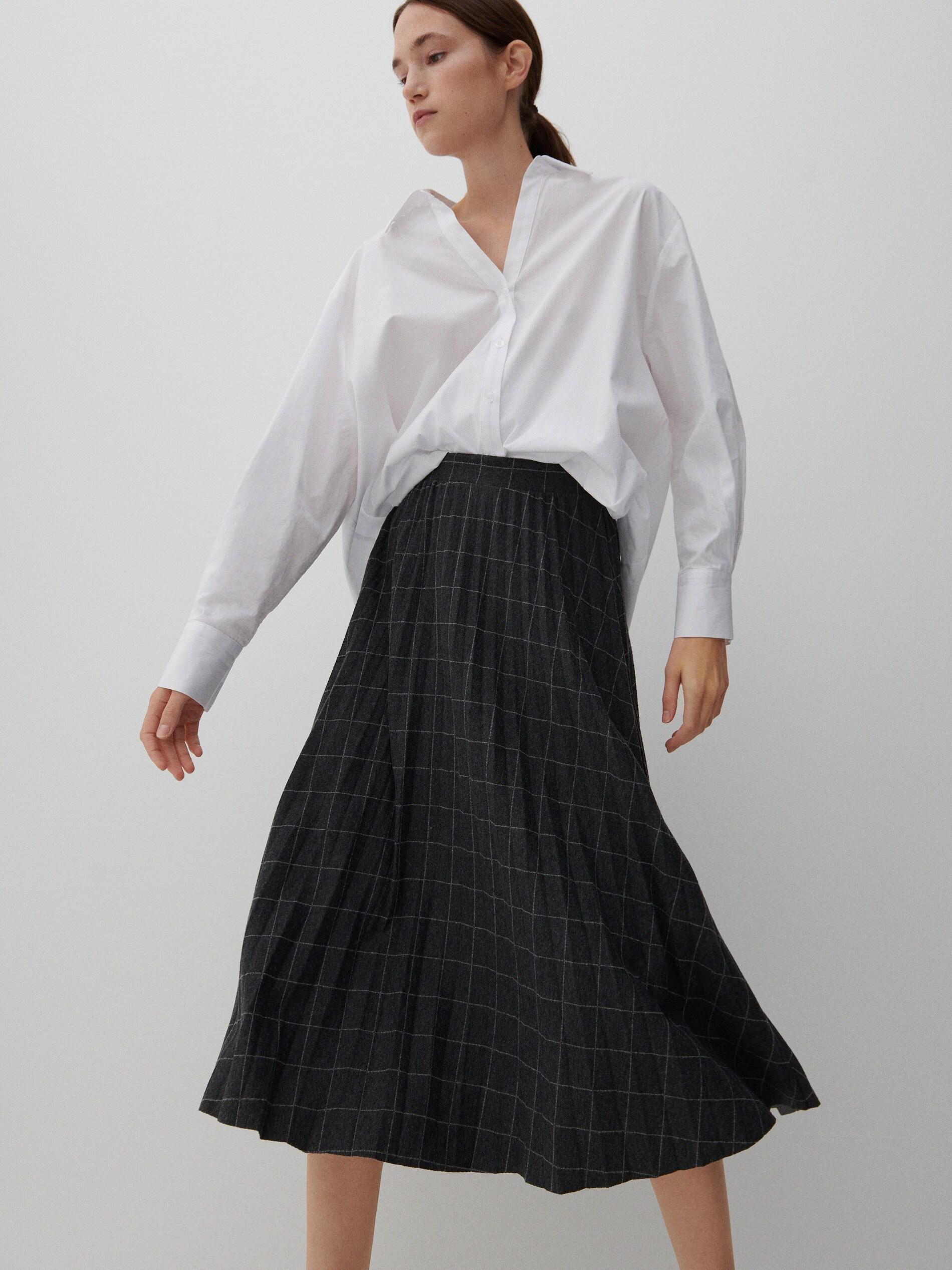 Dark Grey Pleated Skirt, Women, , large image number 1