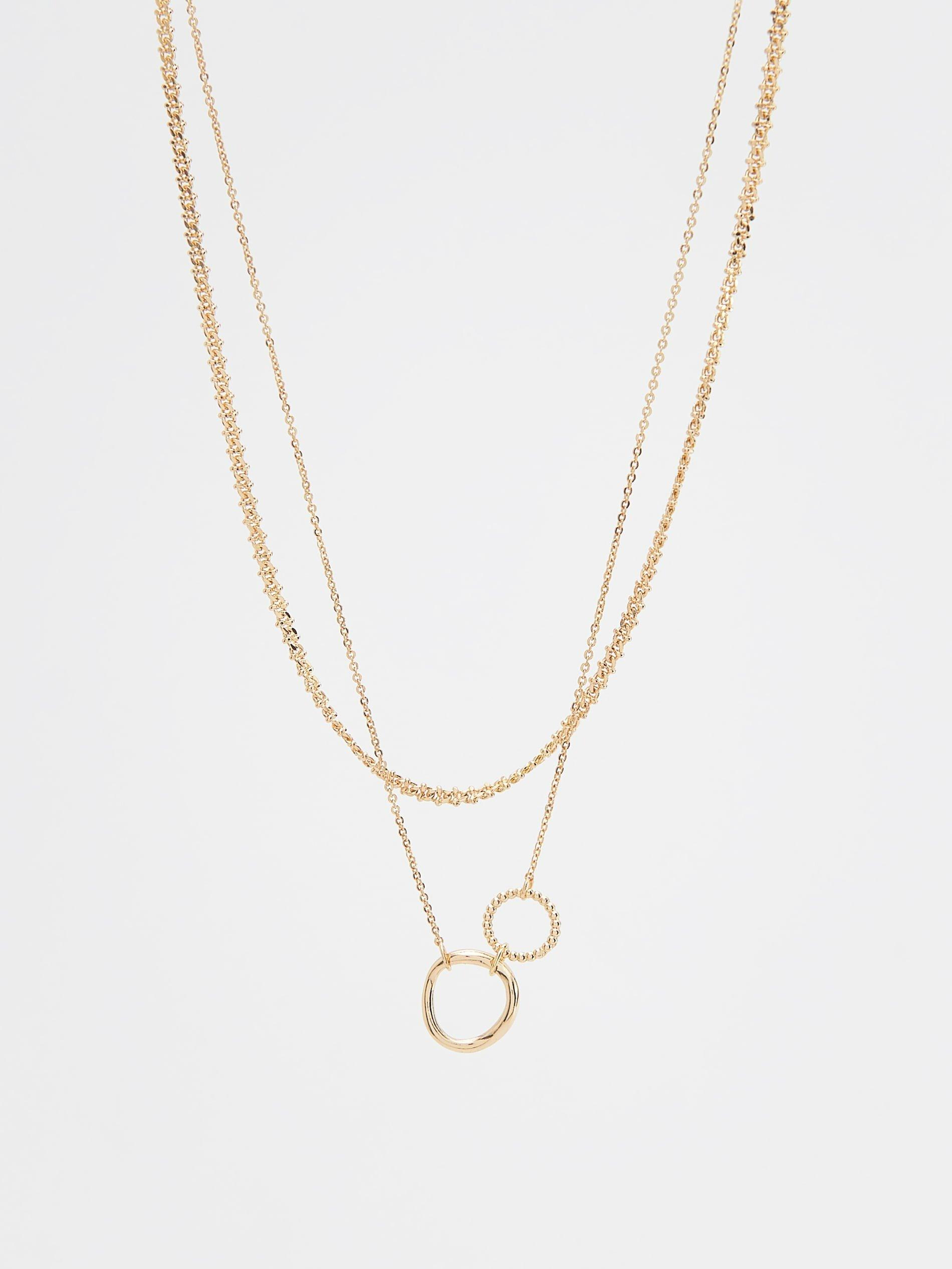 Golden Double Pendant Necklace, , large image number 2