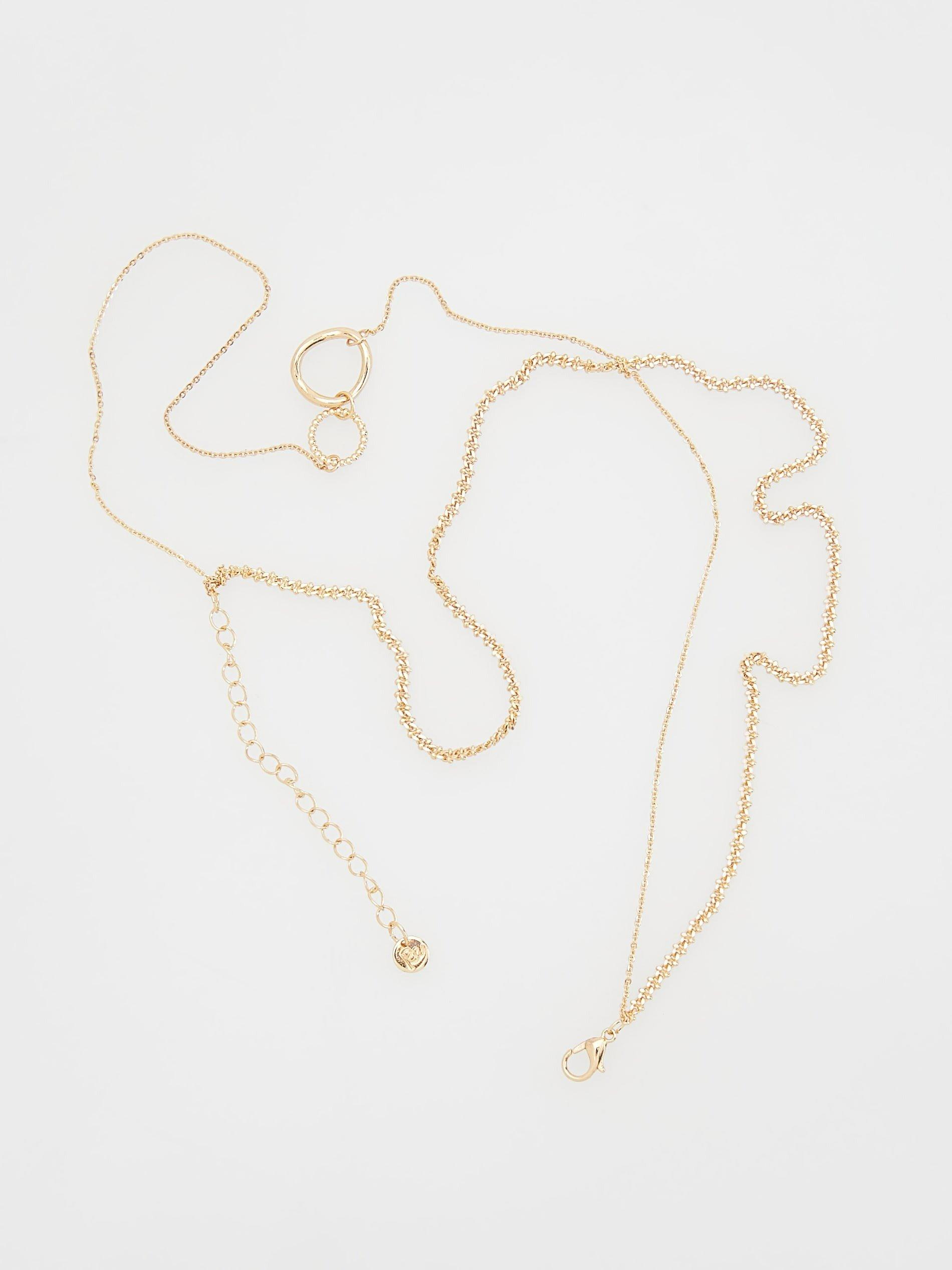 Golden Double Pendant Necklace, , large image number 3