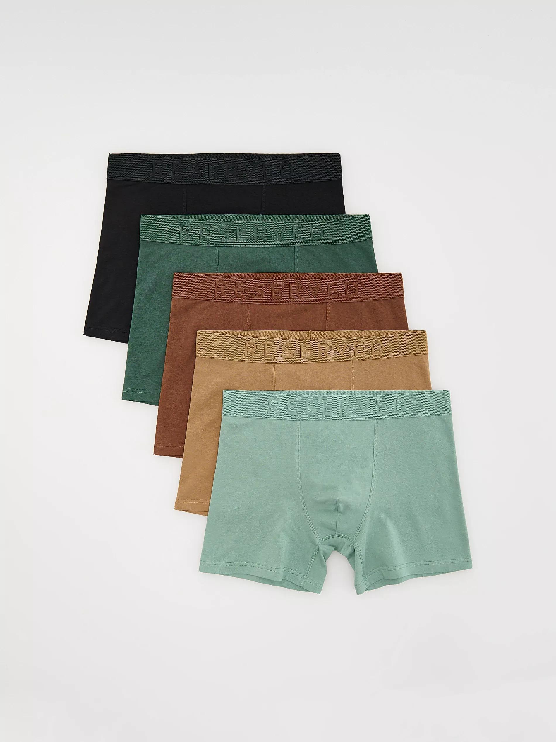 Brown Long Boxers 5 Pack, Brown, large image number 0