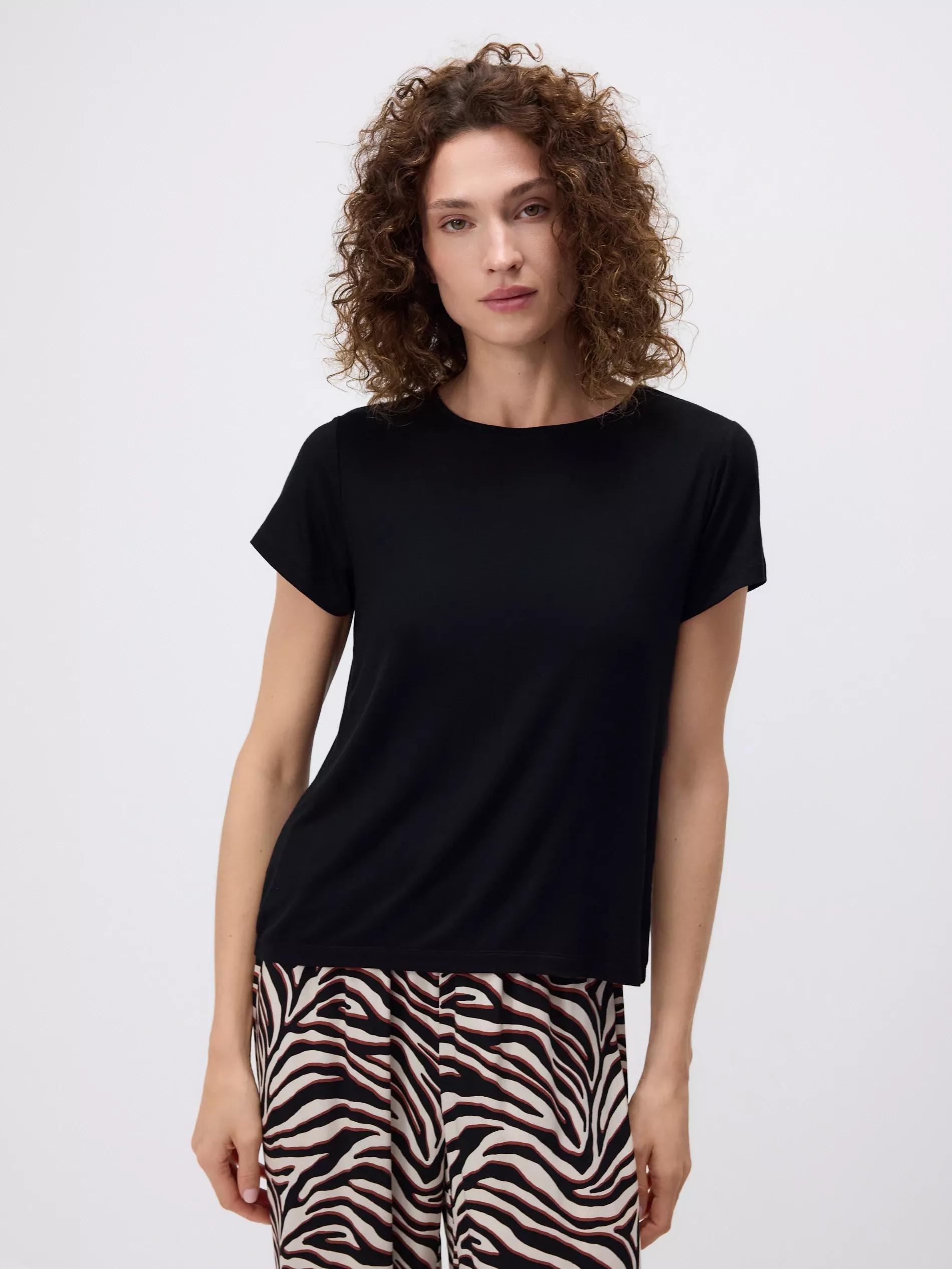 Black Two Piece Pyjama Set With Animal Print, Black, large image number 1