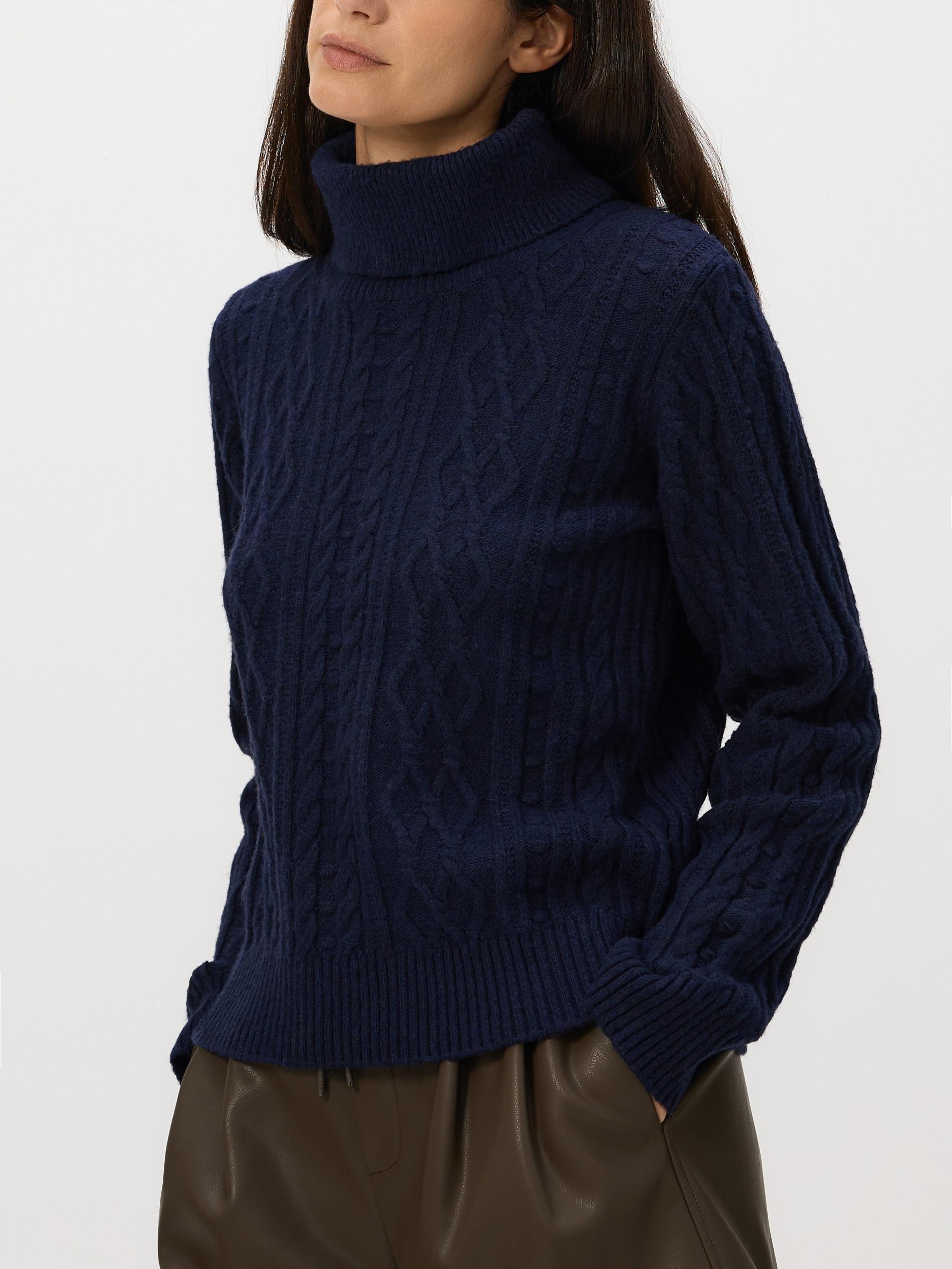 Navy Cable Knit Jumper, Navy, large image number 1