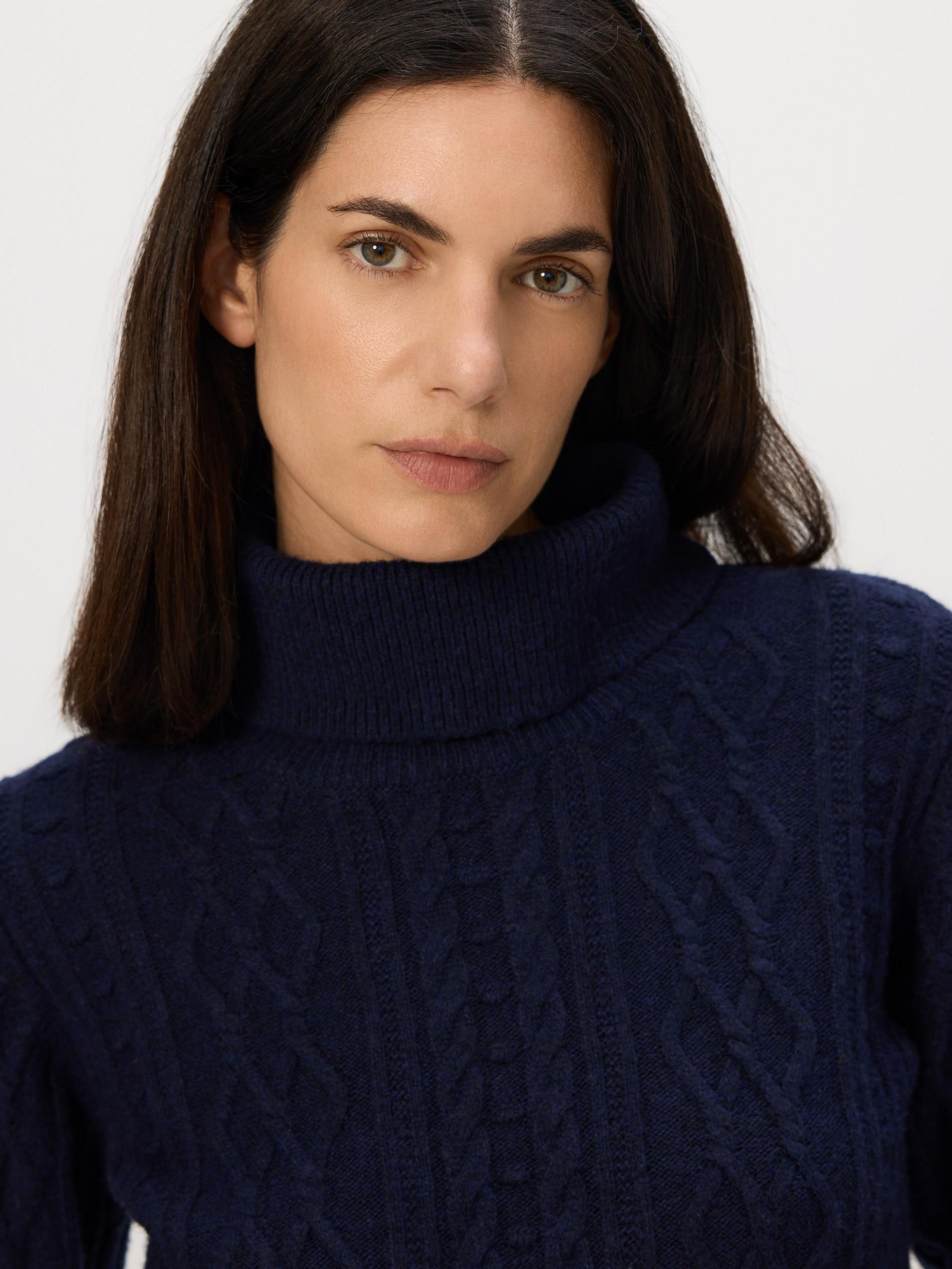 Navy Cable Knit Jumper, Navy, large image number 2