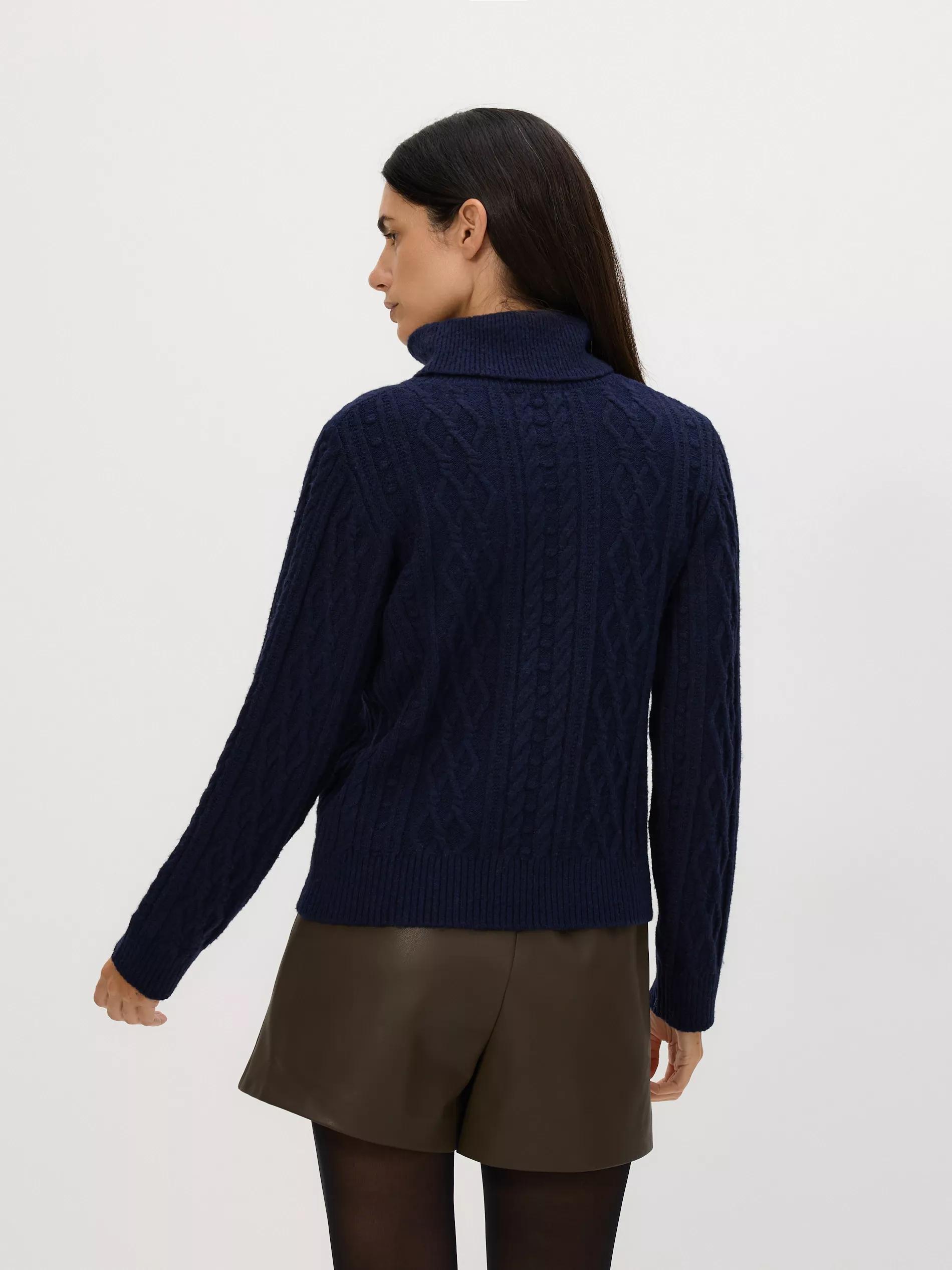 Navy Cable Knit Jumper, Navy, large image number 3