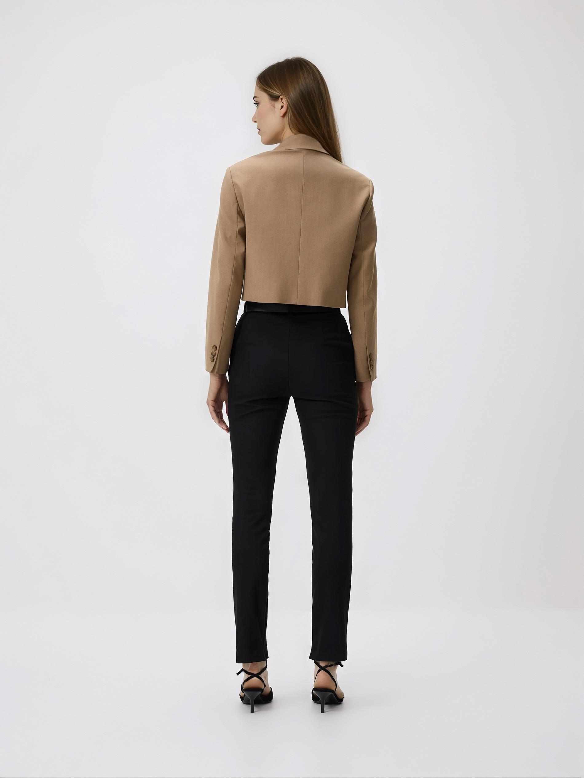Black Trousers With Tie Waist Belt, Black, large image number 1