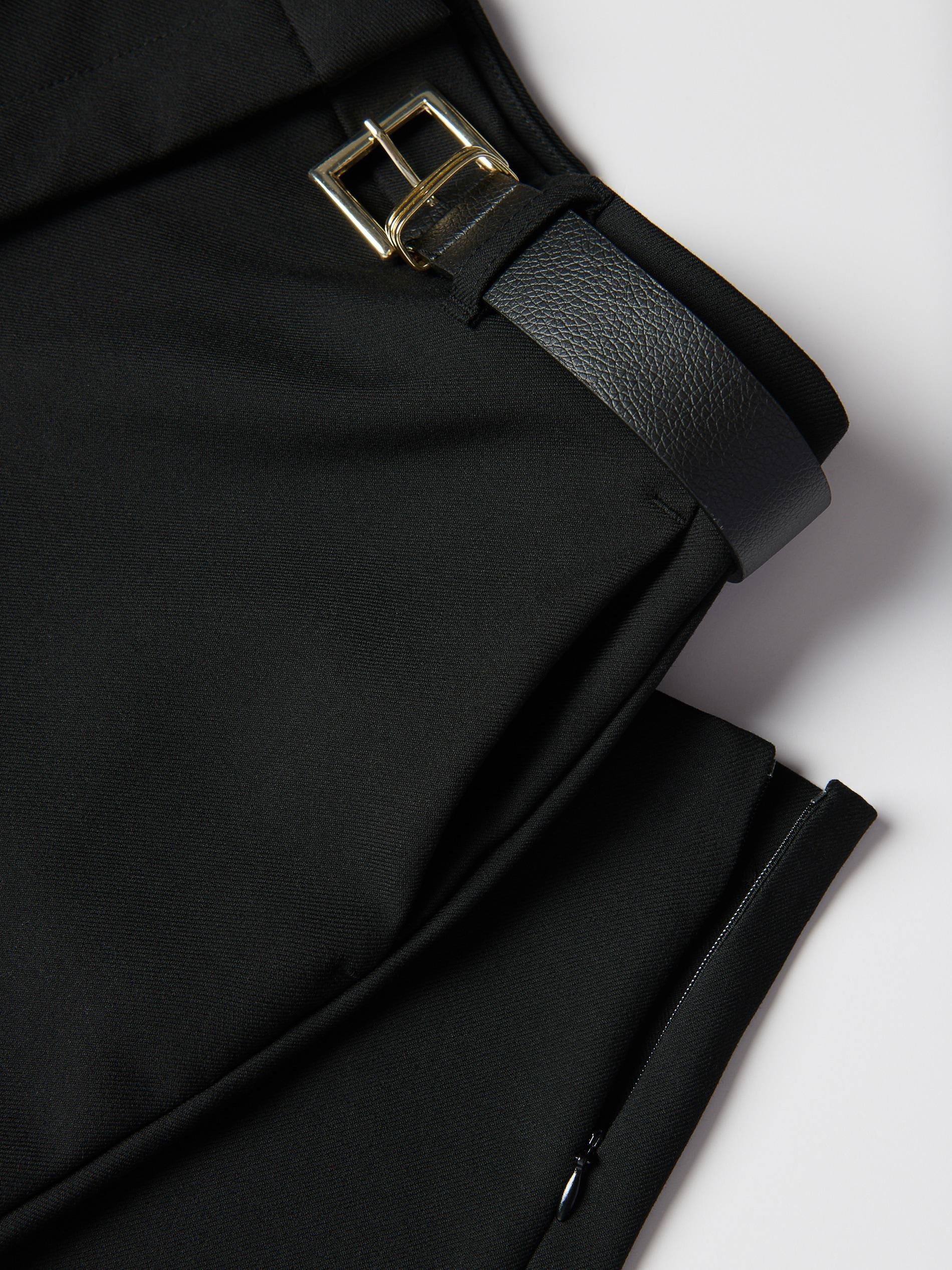 Black Trousers With Tie Waist Belt, Black, large image number 6