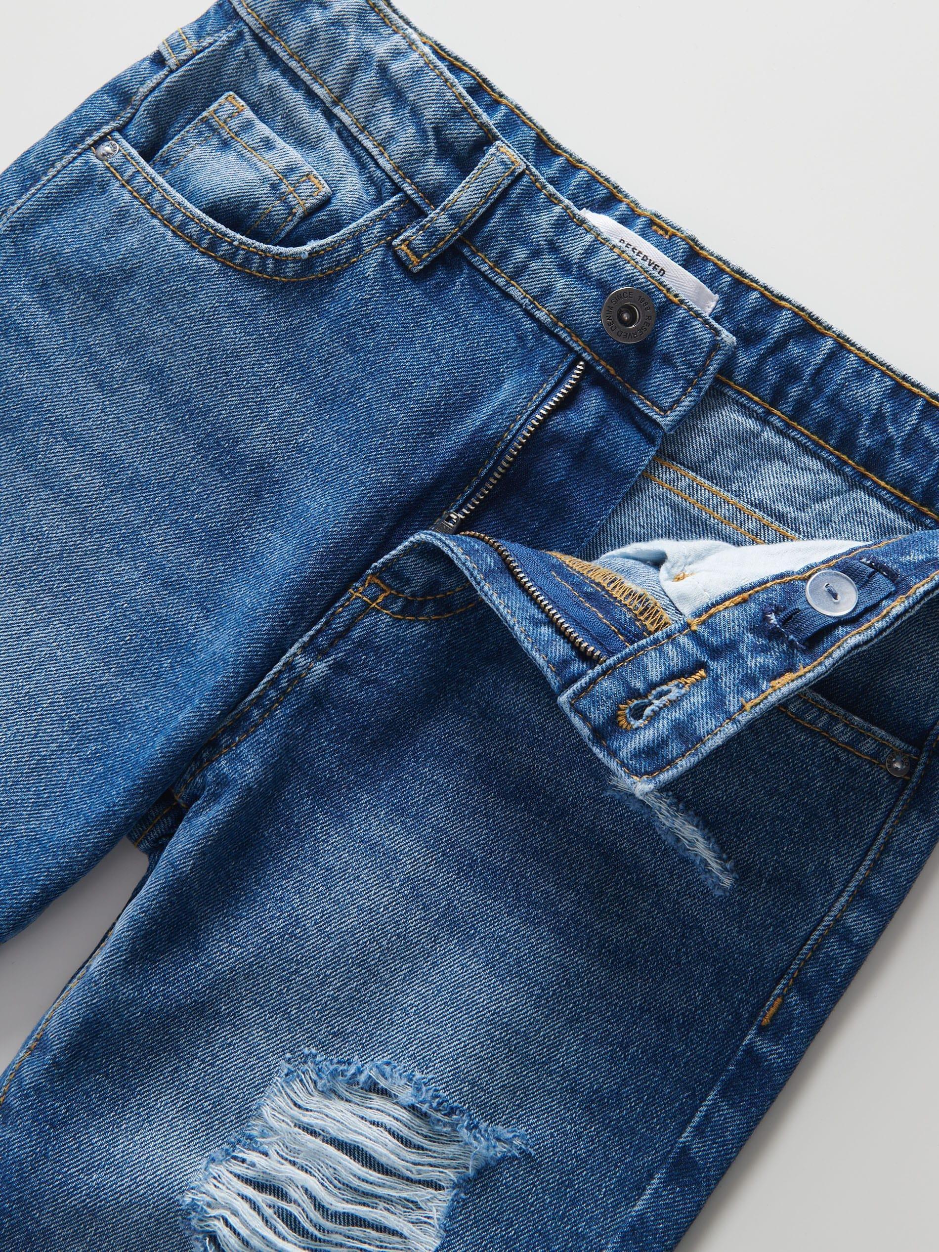 Blue Distressed Boyfriend Jeans, Kids Girls, , large image number 7