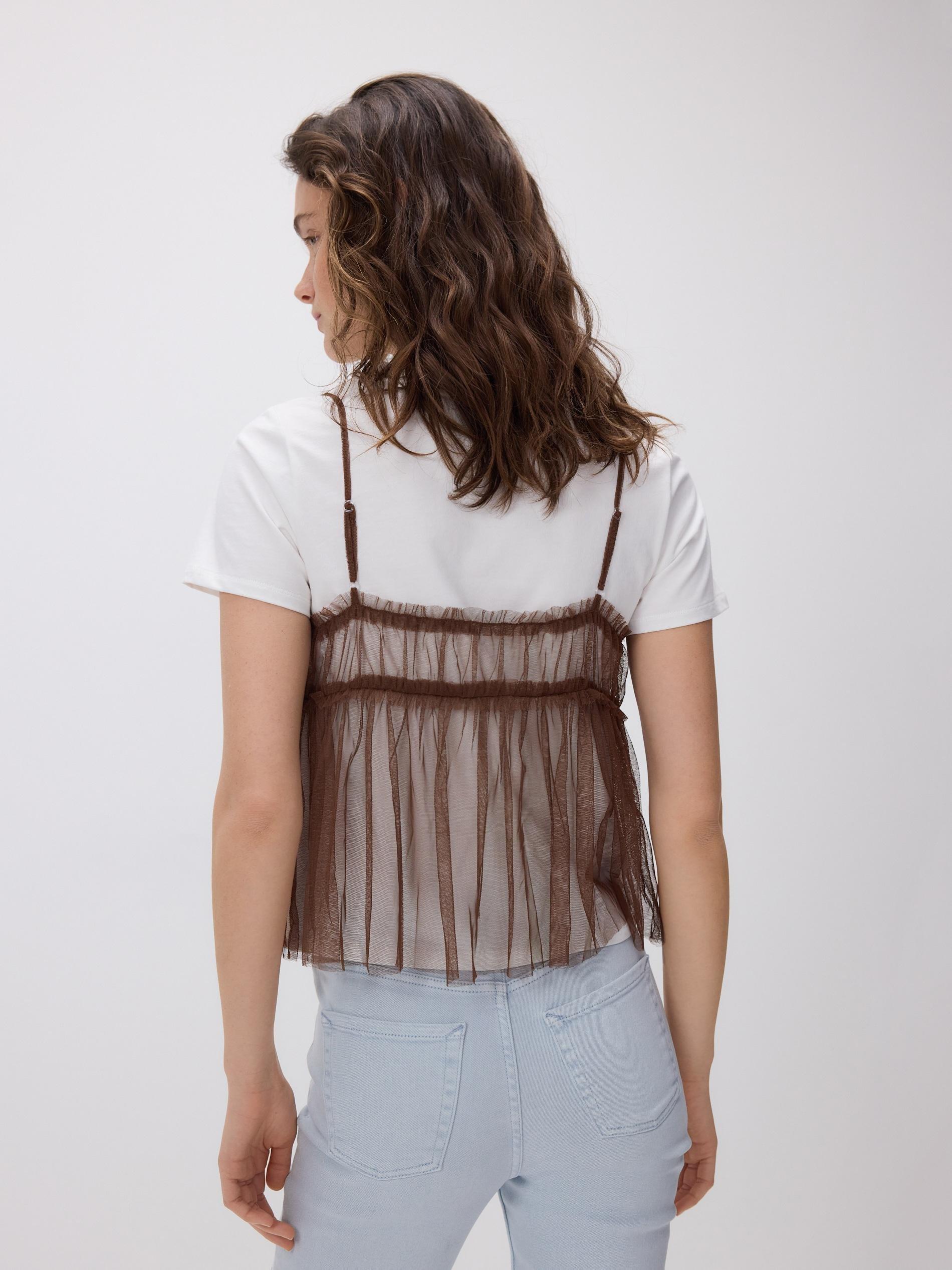 White Decorative Detail T-Shirt, White, medium