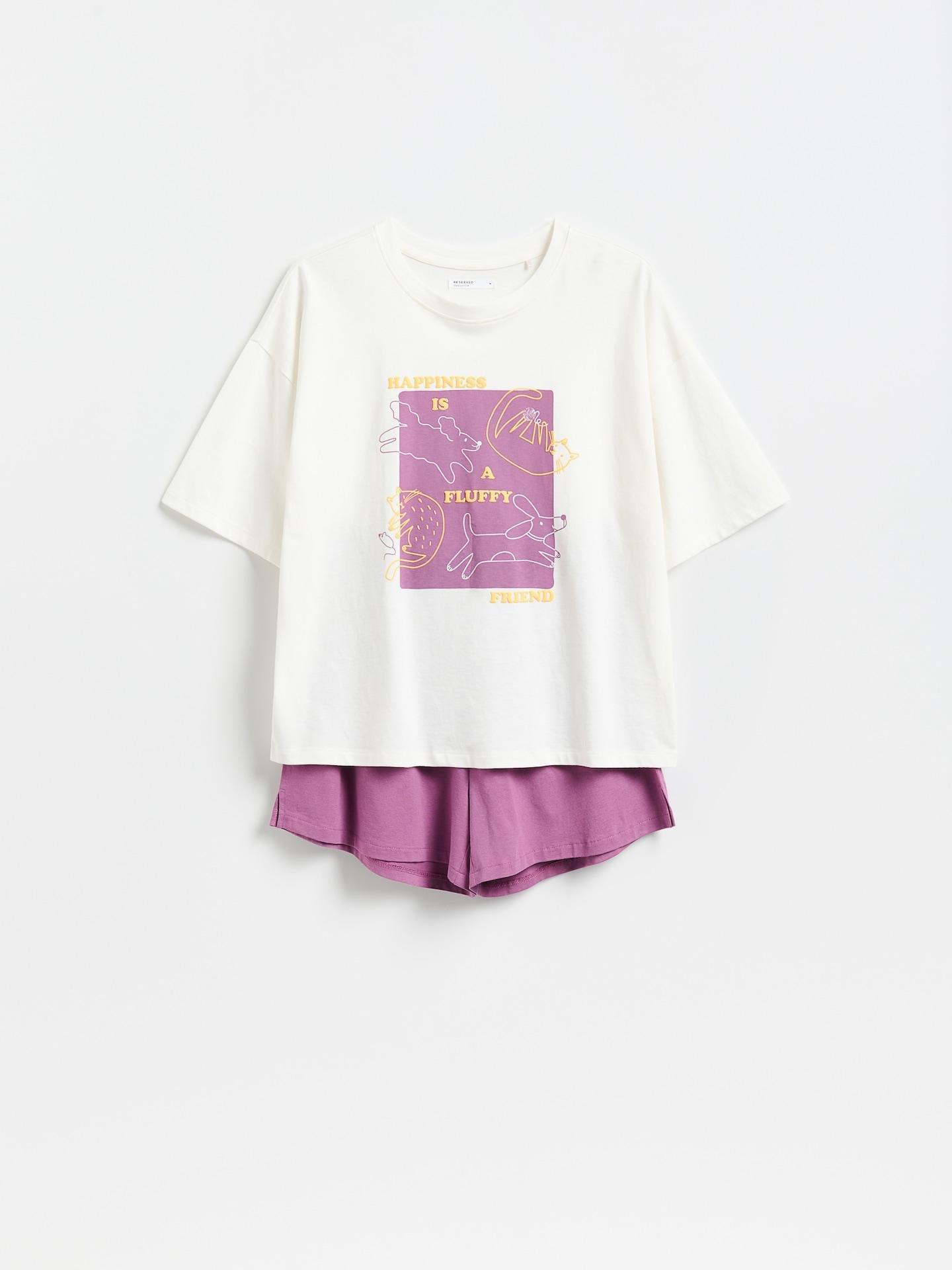 Purple Two Piece Printed Pyjama Set, Purple, large image number 3