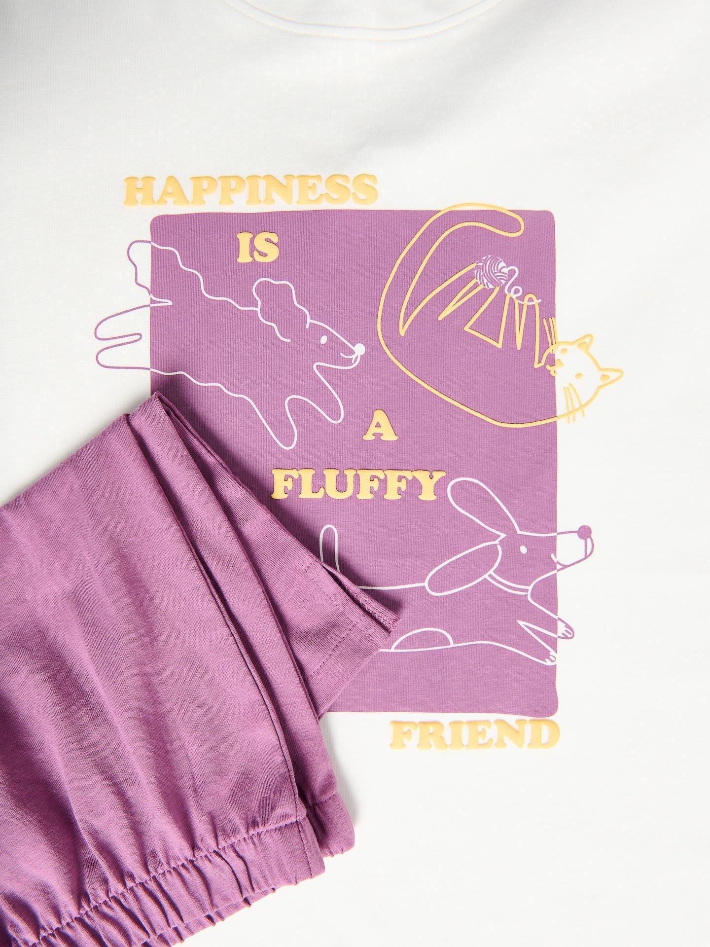 Purple Two Piece Printed Pyjama Set, Purple, large image number 4