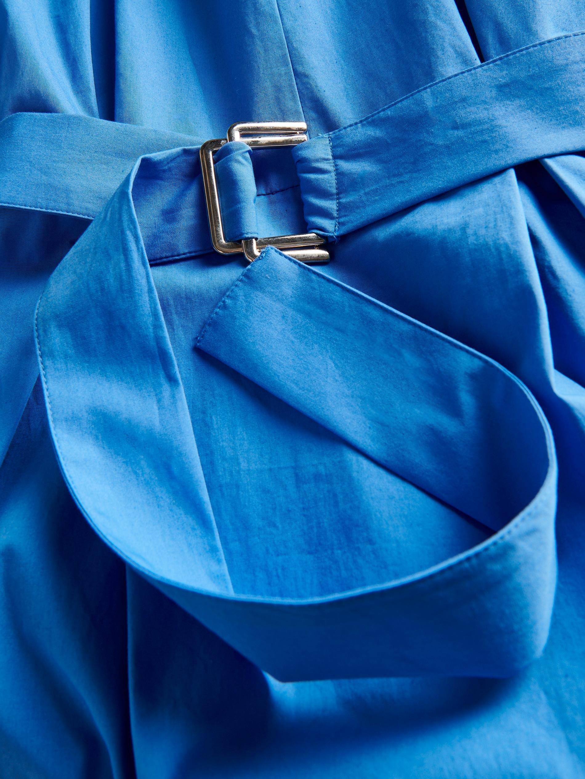 Blue Long Sleeve Belted Dress, , large image number 6