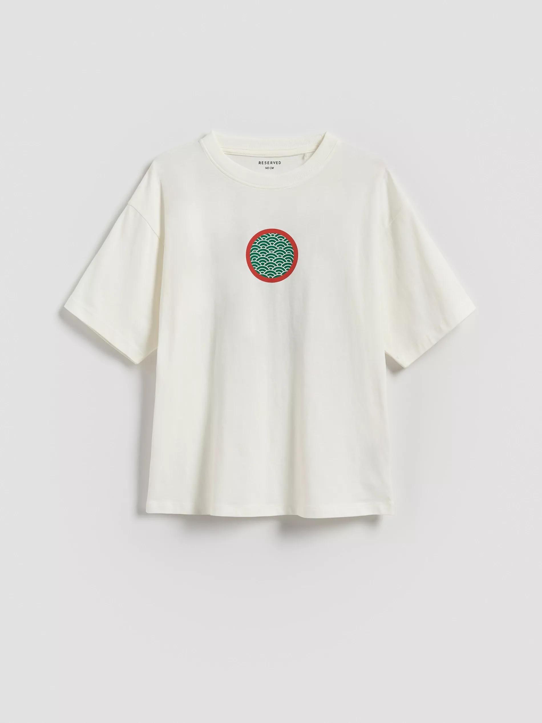 White T-shirt with print, White, medium