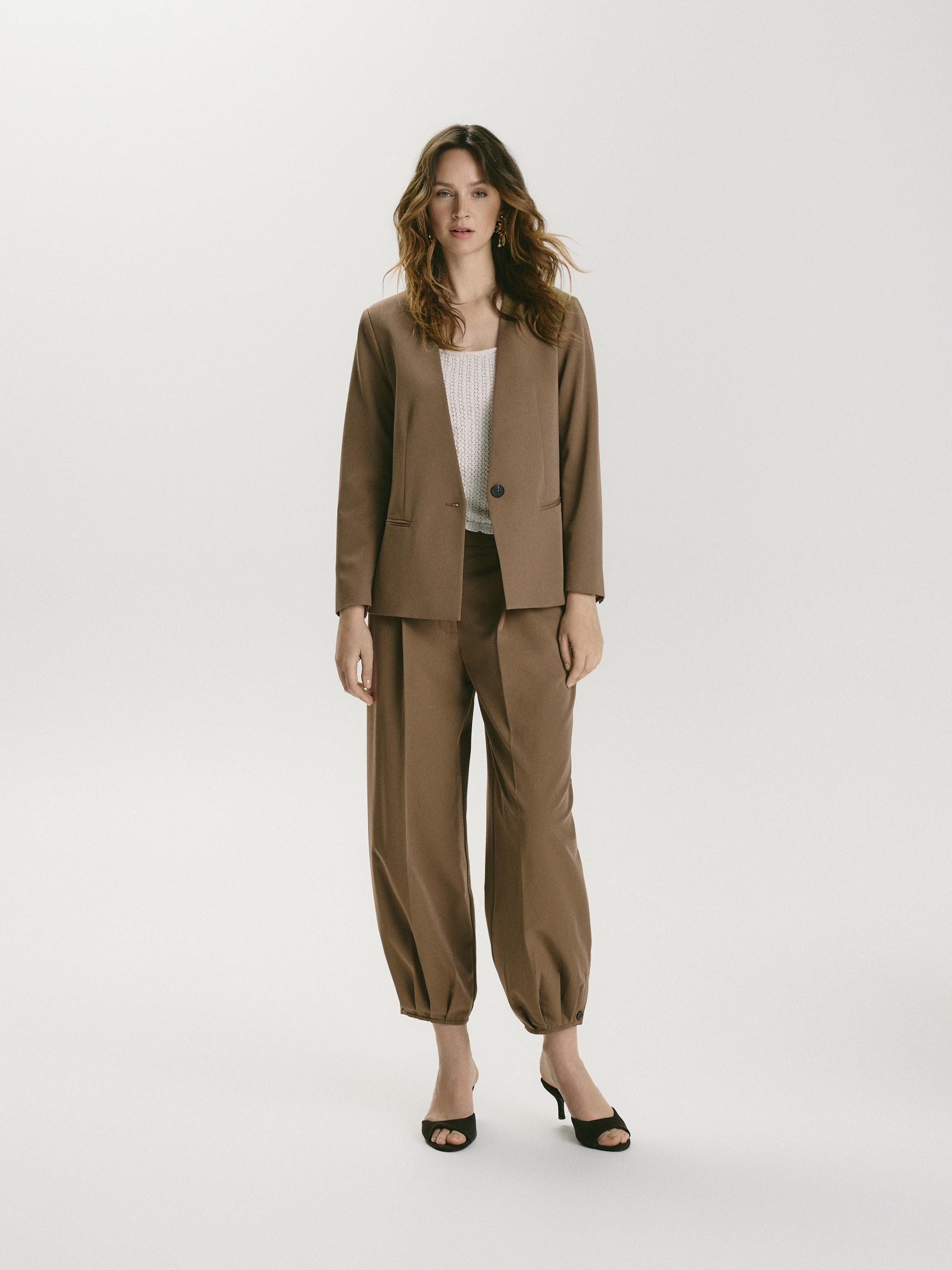 Green Balloon Trousers With Pleats, Khaki, large image number 1
