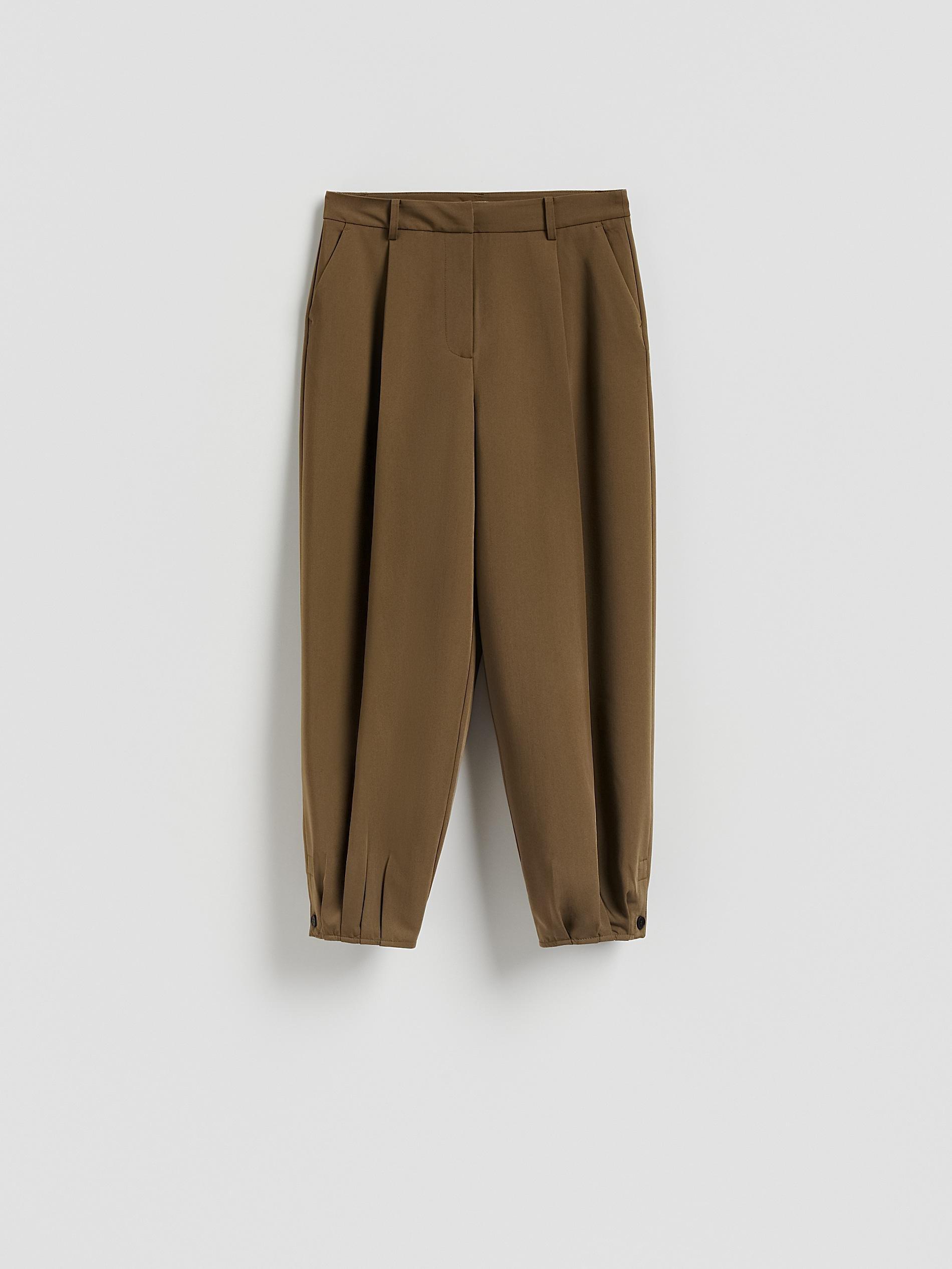 Green Balloon Trousers With Pleats, Khaki, large image number 6