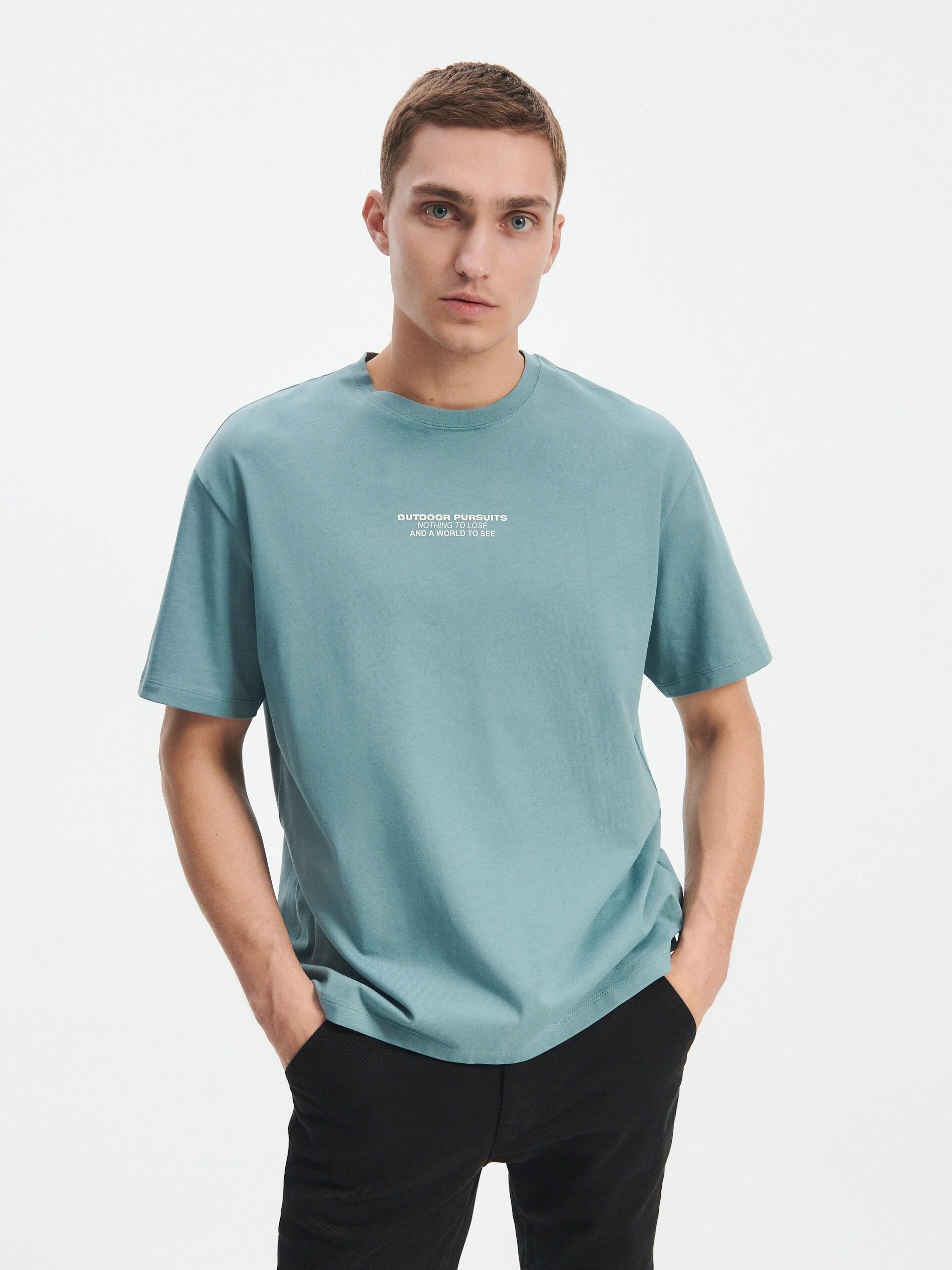 Blue Oversized T-Shirt With Print, , large image number 0