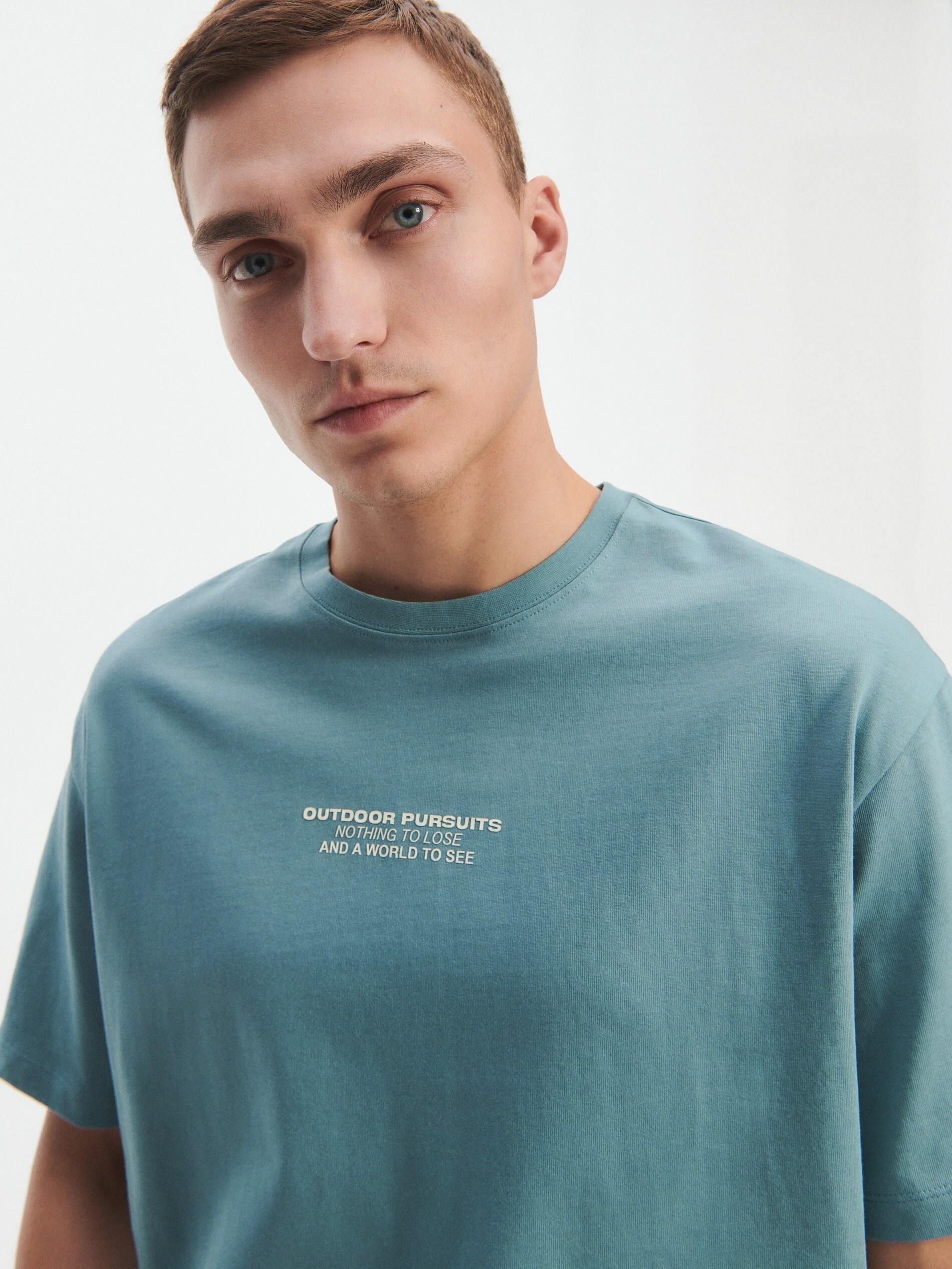 Blue Oversized T-Shirt With Print, , large image number 1