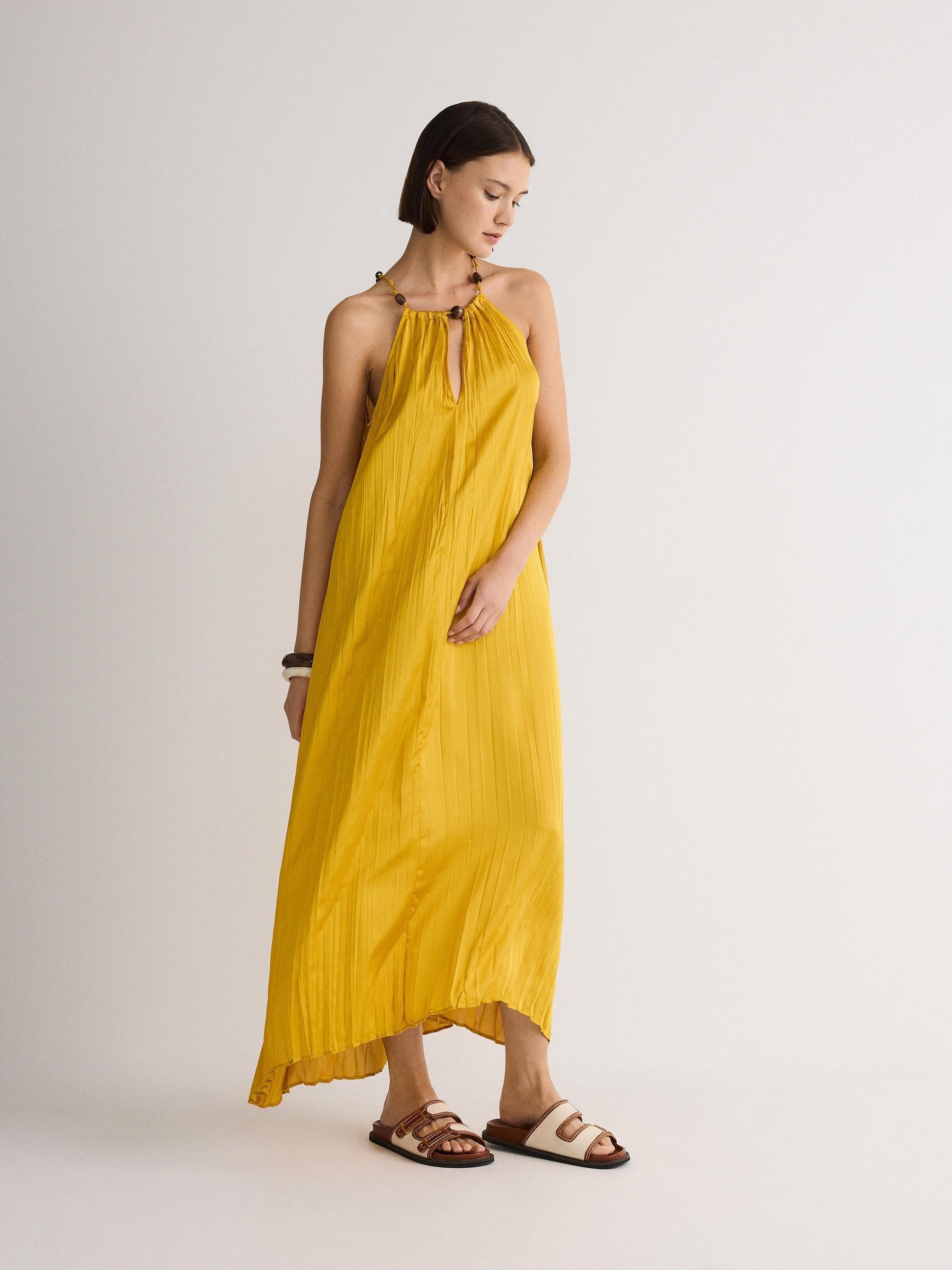 Yellow Halter Neck Maxi Dress, , large image number 1