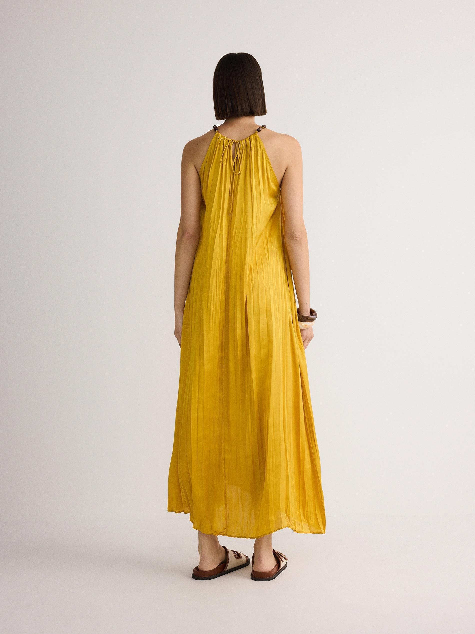 Yellow Halter Neck Maxi Dress, , large image number 4