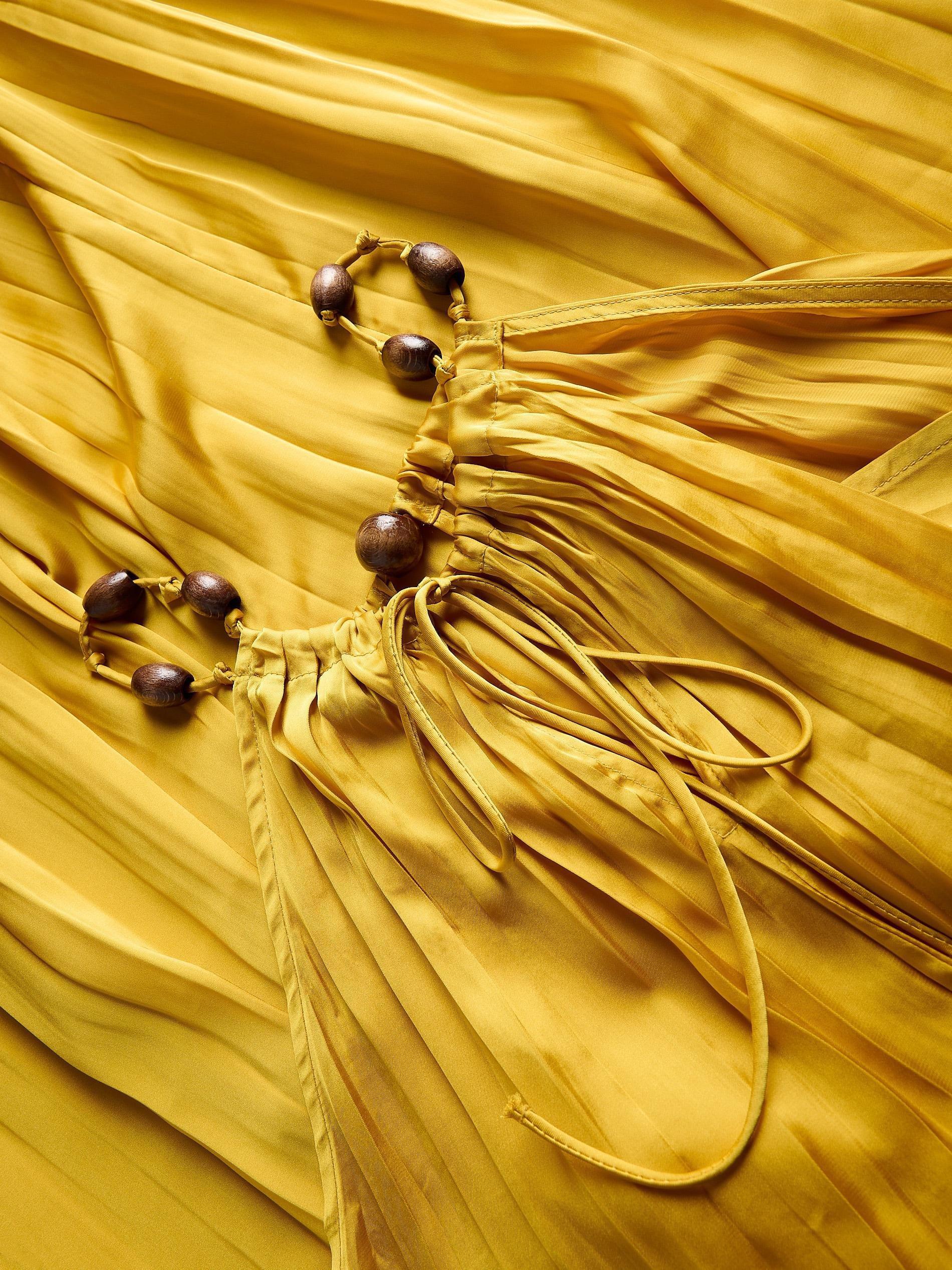 Yellow Halter Neck Maxi Dress, , large image number 6