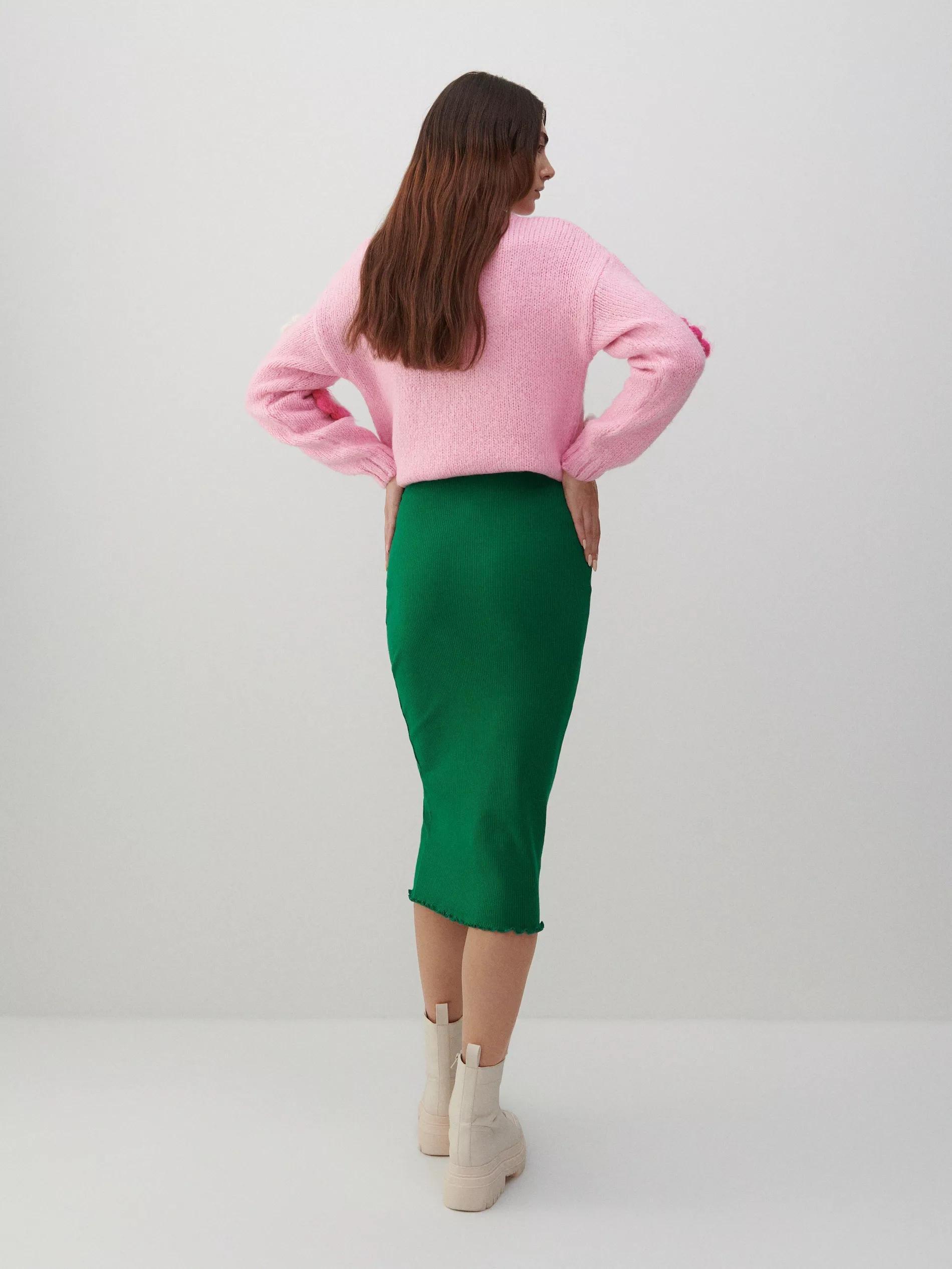Green Ribbed Skirt, Women, , large image number 2