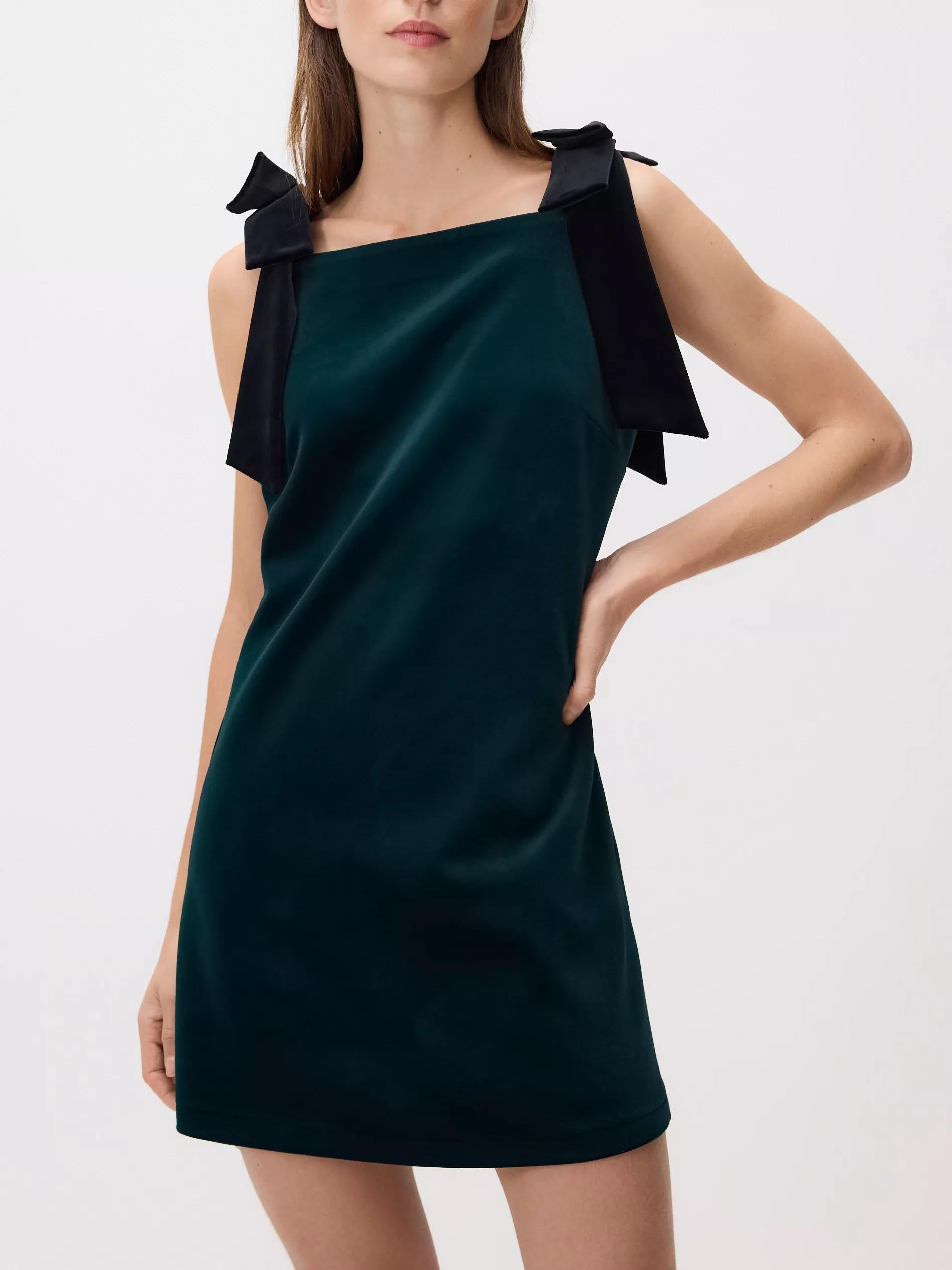 Green Velour Mini Dress, Khaki, large image number 0