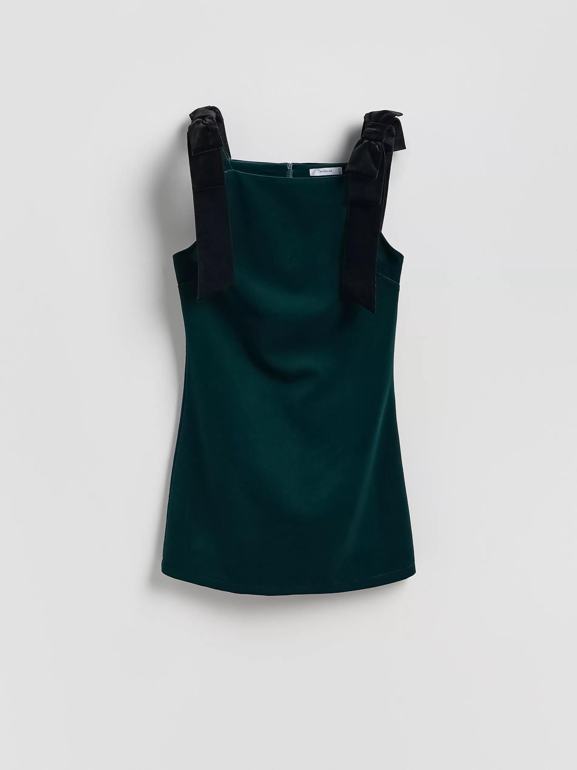 Green Velour Mini Dress, Khaki, large image number 4