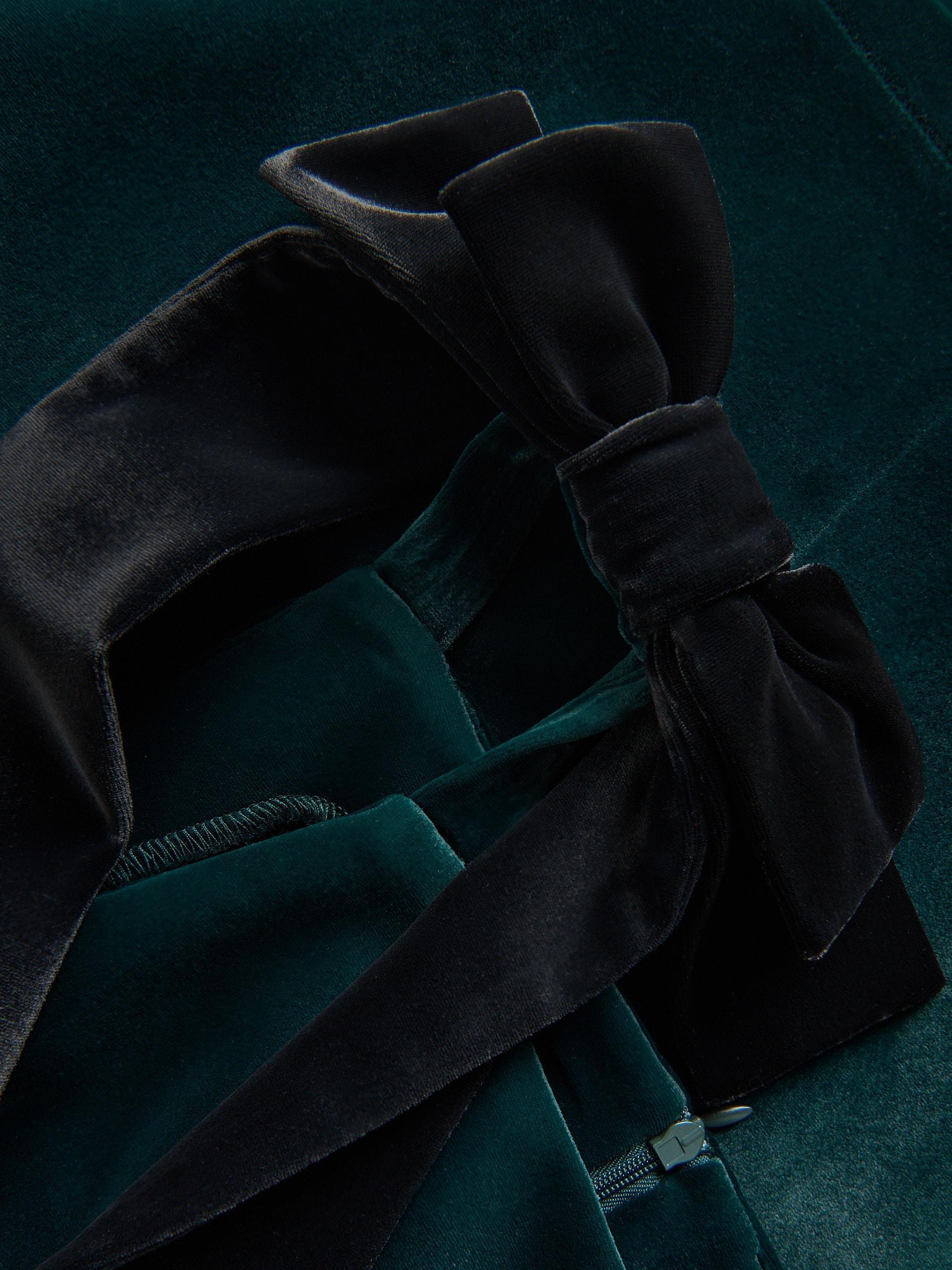 Green Velour Mini Dress, Khaki, large image number 5