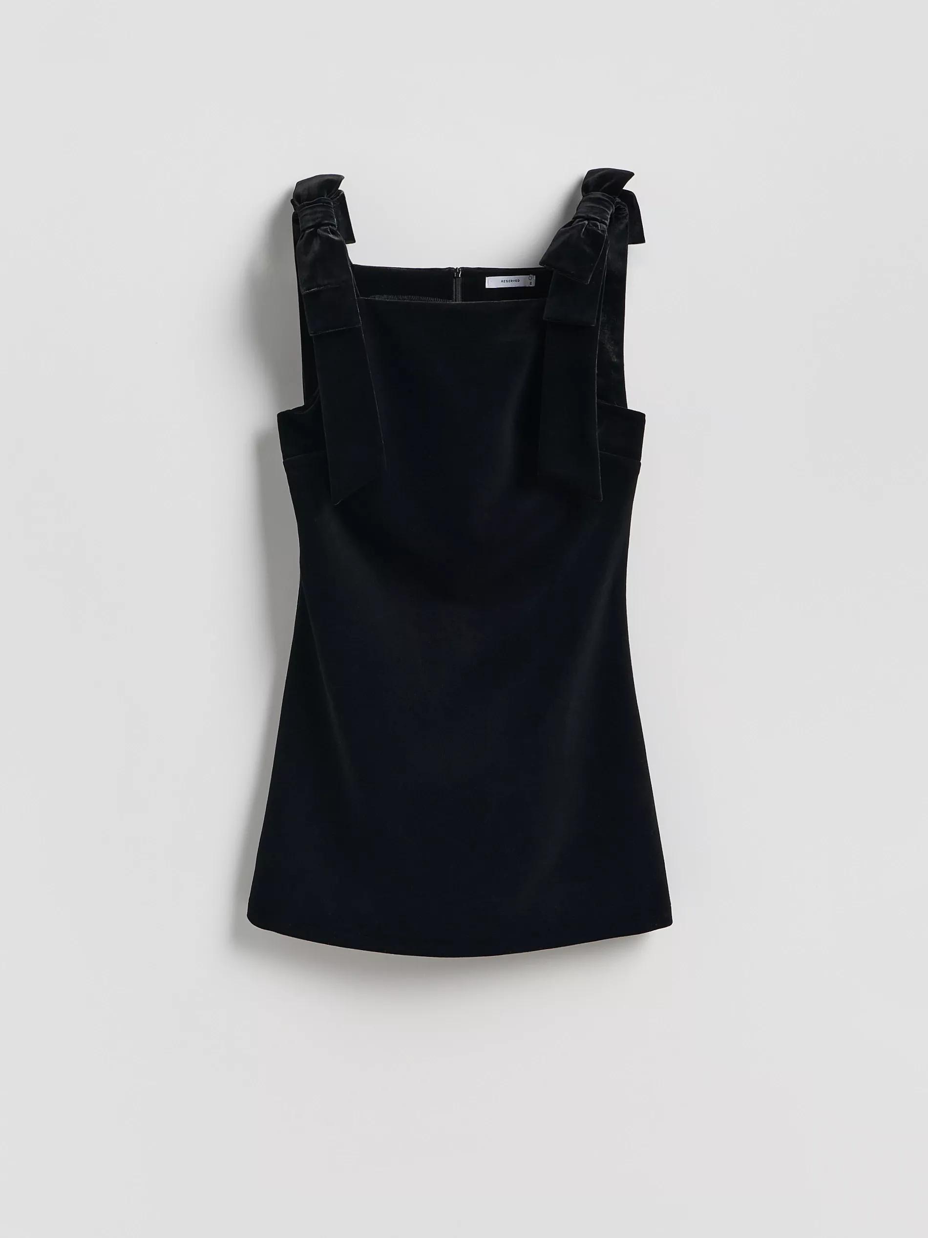 Black Velour Mini Dress, Black, large image number 3
