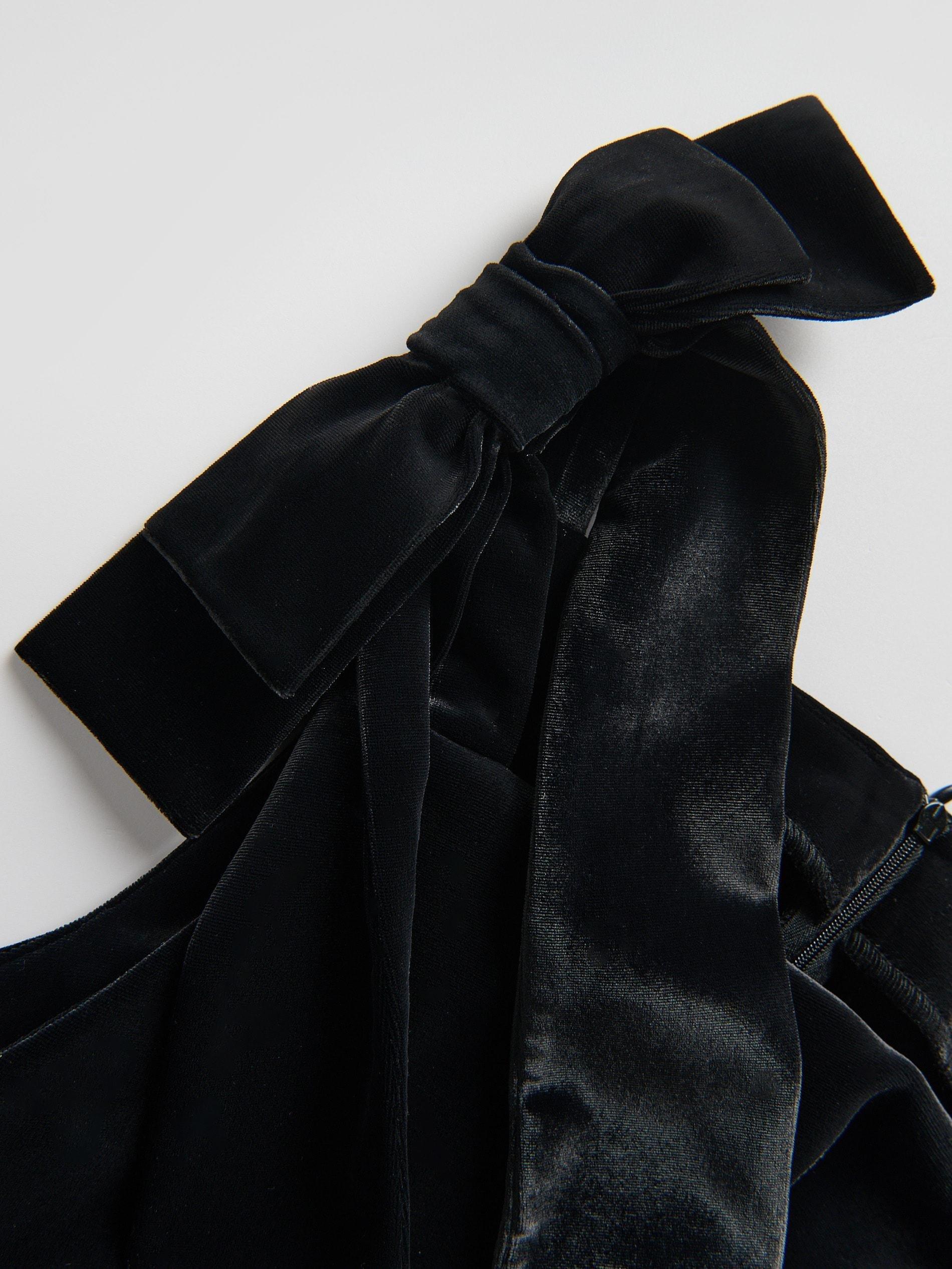 Black Velour Mini Dress, Black, large image number 4