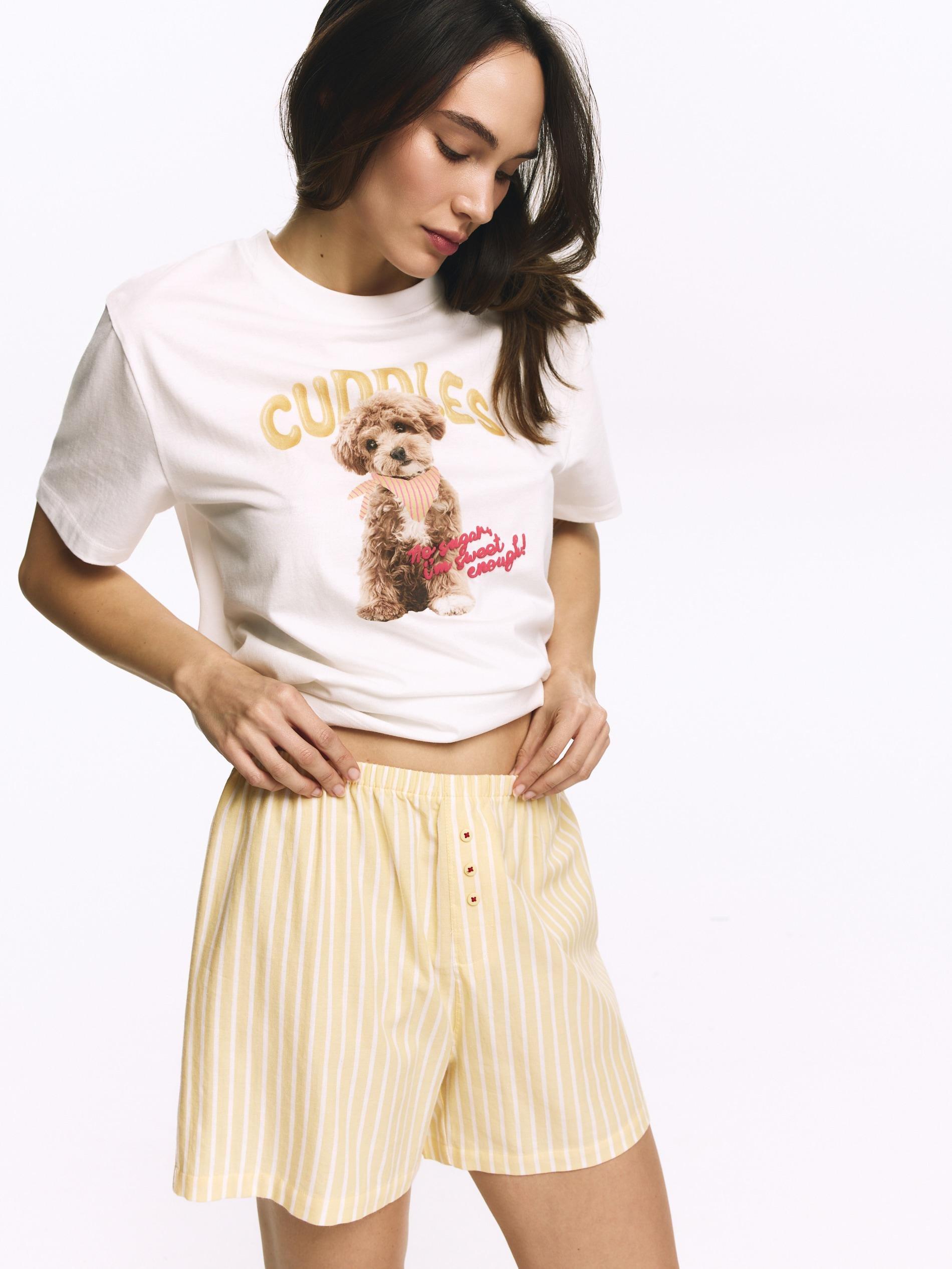 Yellow Two Piece Printed Pyjama Set, Yellow, large image number 0