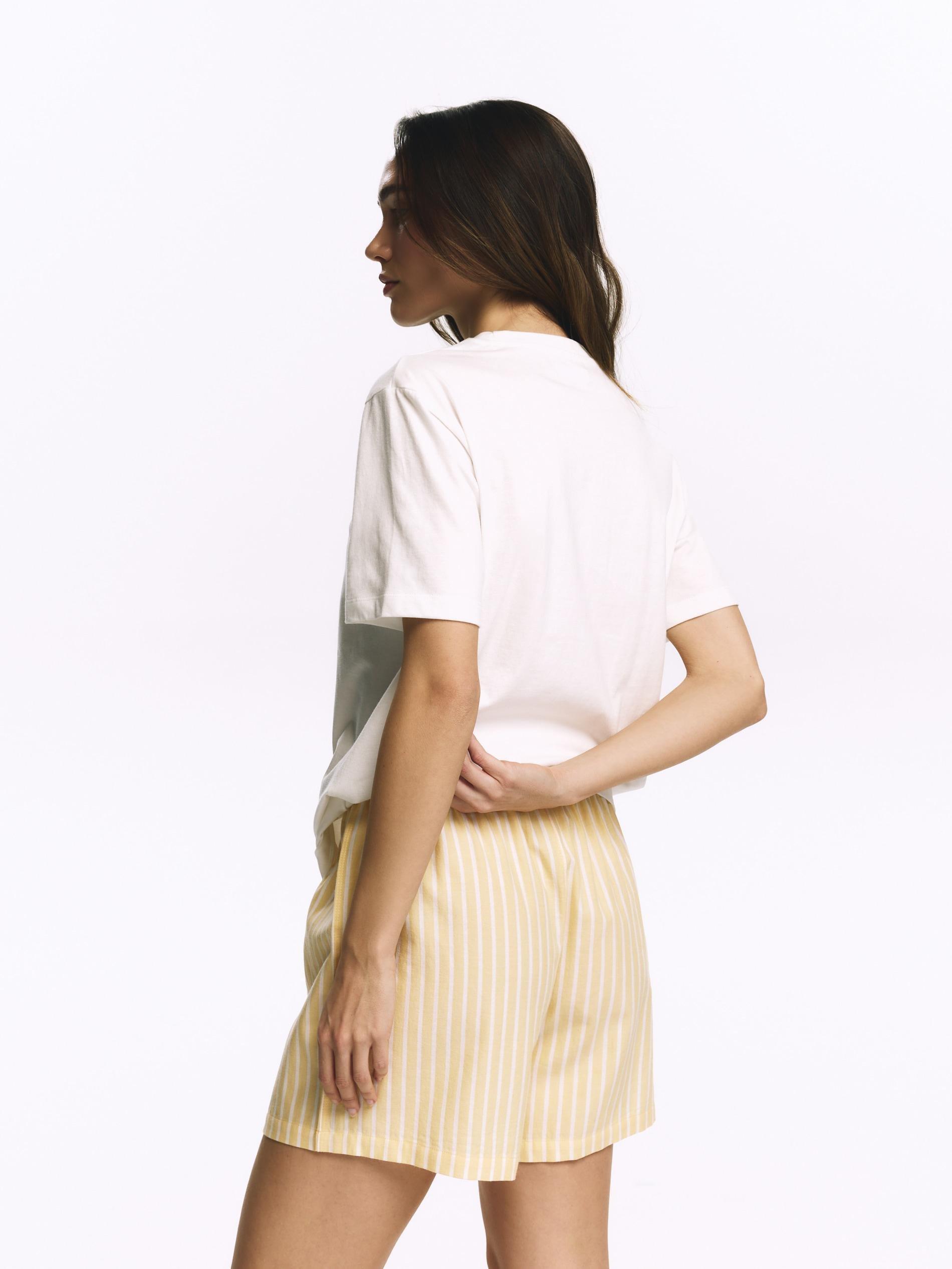 Yellow Two Piece Printed Pyjama Set, Yellow, medium