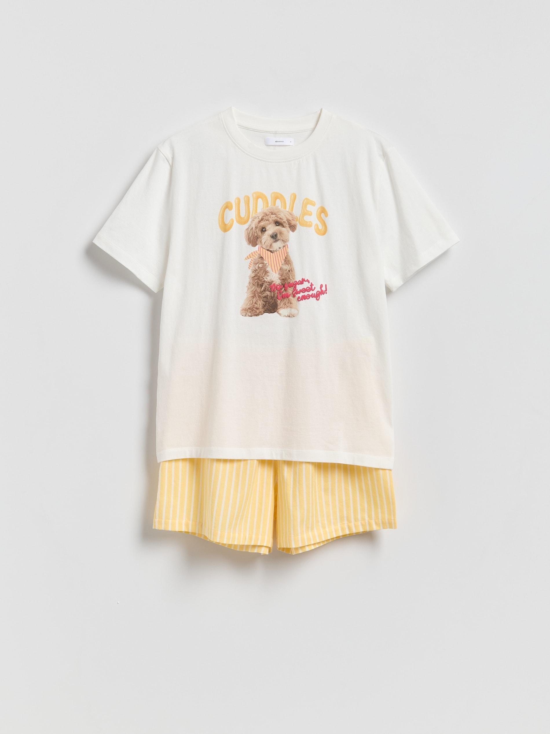 Yellow Two Piece Printed Pyjama Set, Yellow, large image number 3