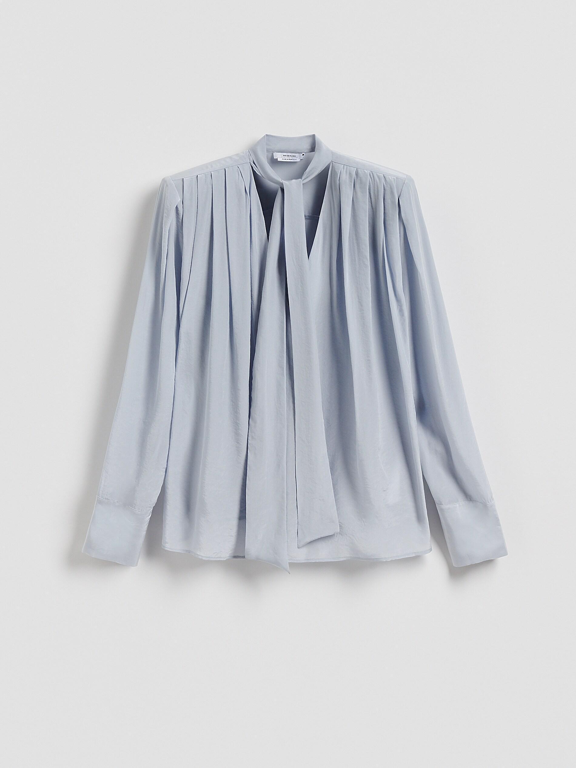 Grey Blouse With Tie Details, Light grey, medium