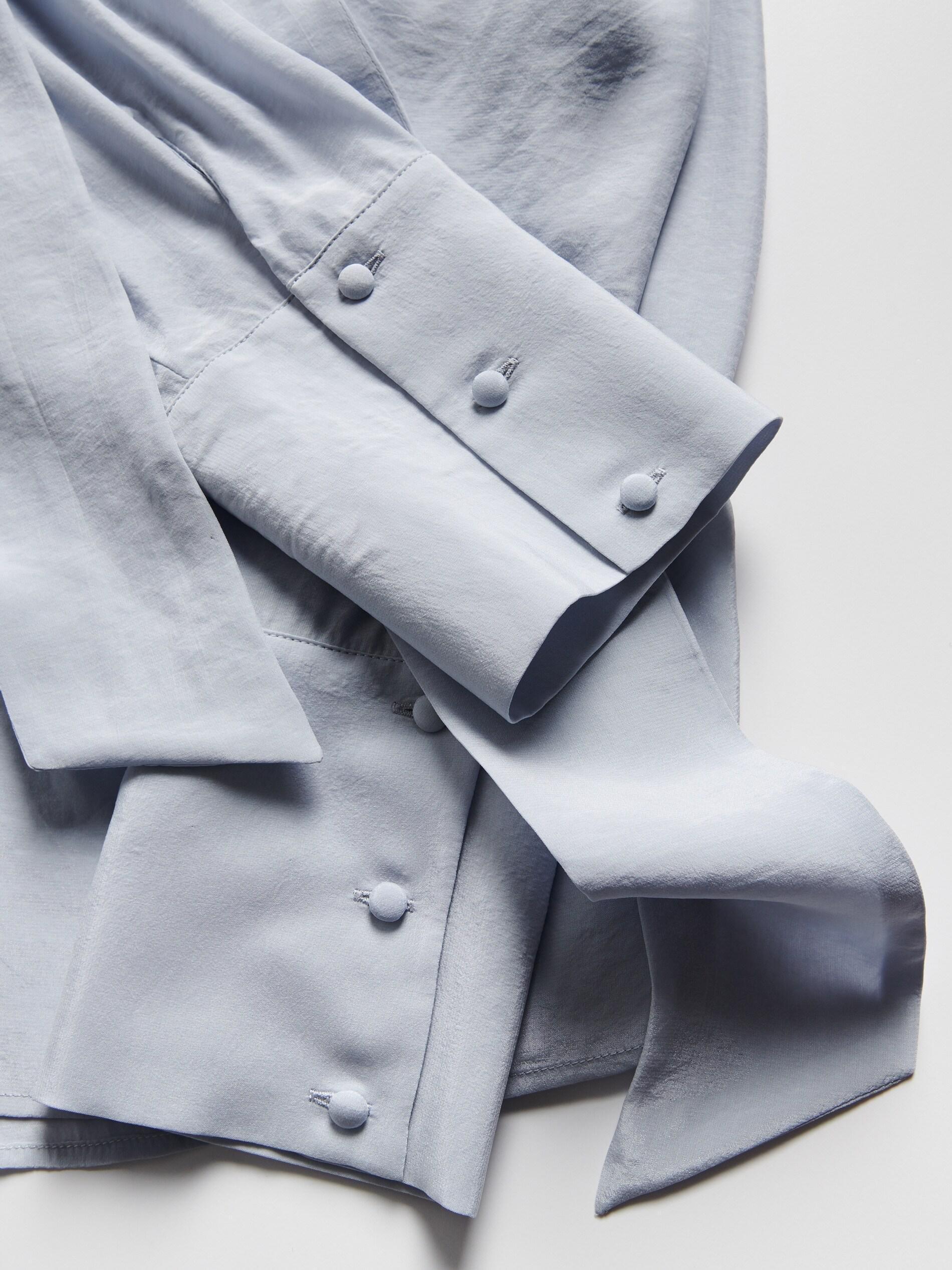 Grey Blouse With Tie Details, Light grey, large image number 1