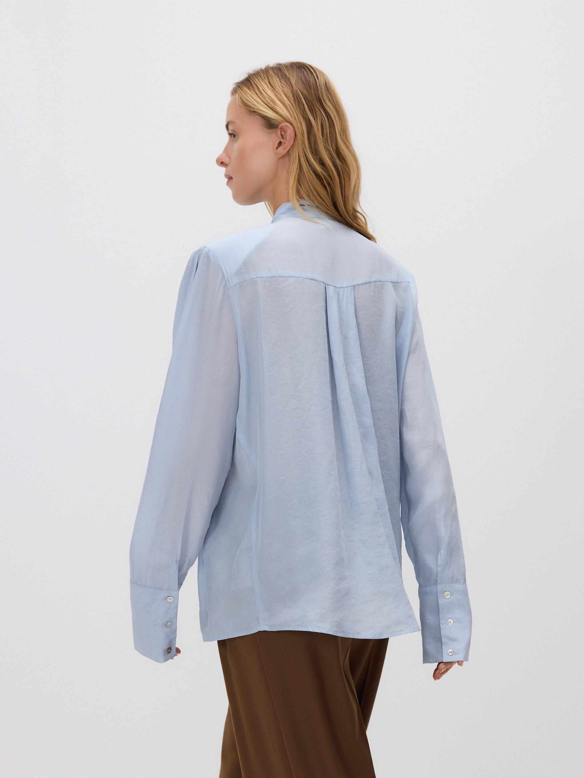 Grey Blouse With Tie Details, Light grey, large image number 4