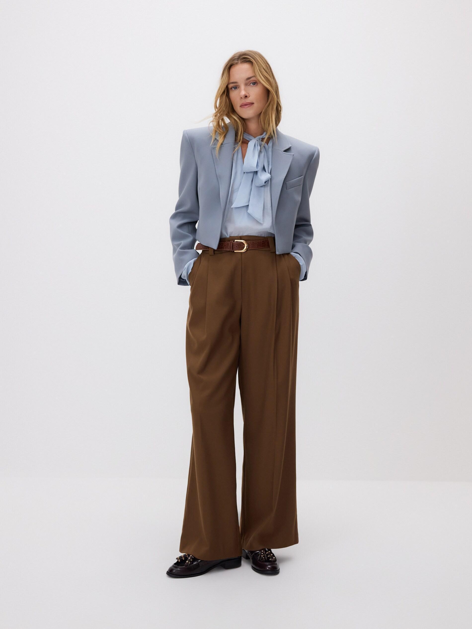Grey Blouse With Tie Details, Light grey, large image number 5