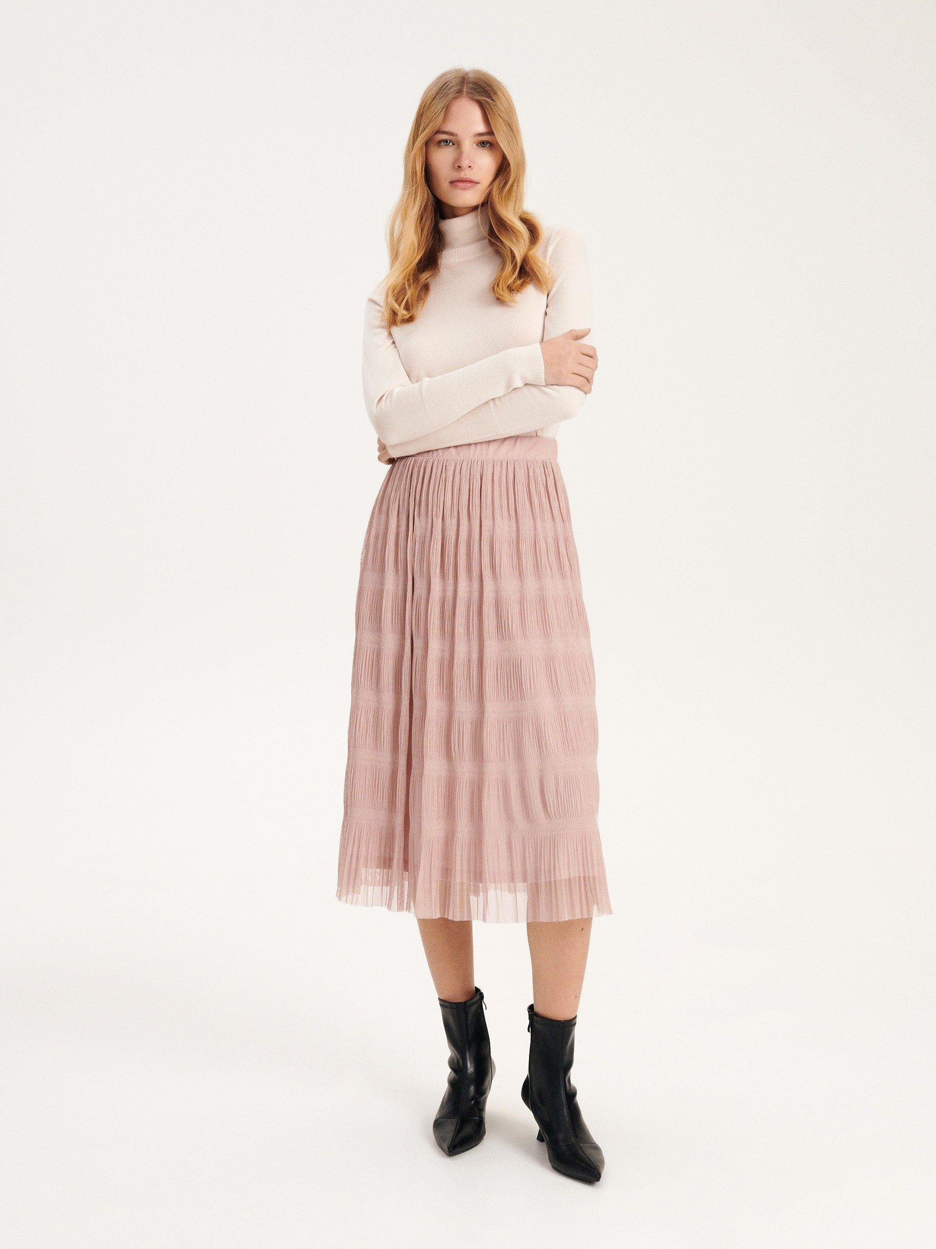 Pink Elasticated Waistband Midi Skirt, , large image number 0