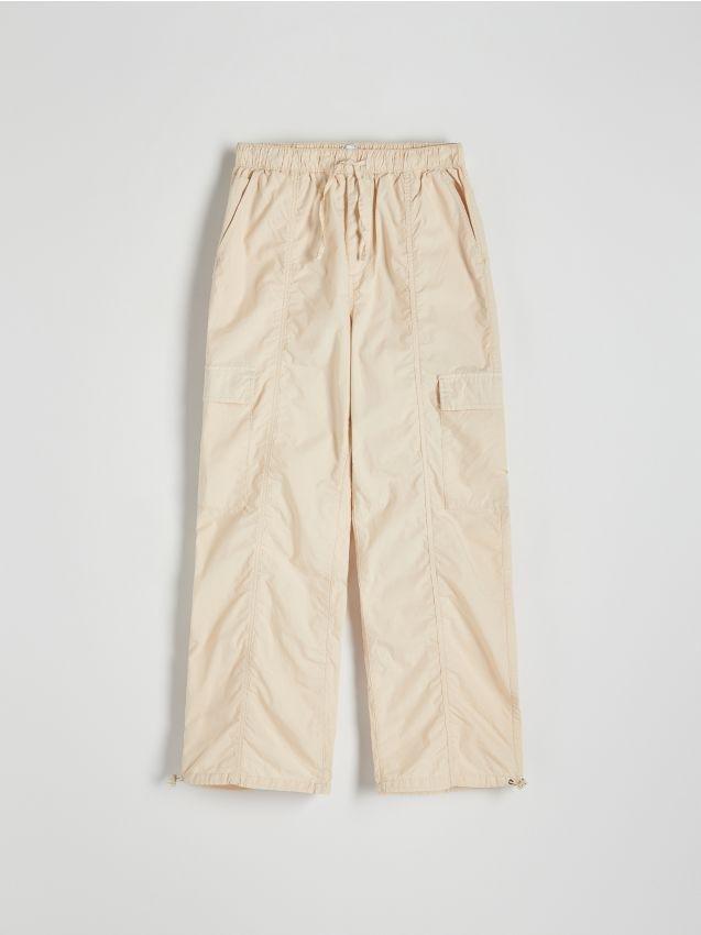 Cream Cargo Trousers, , large image number 0