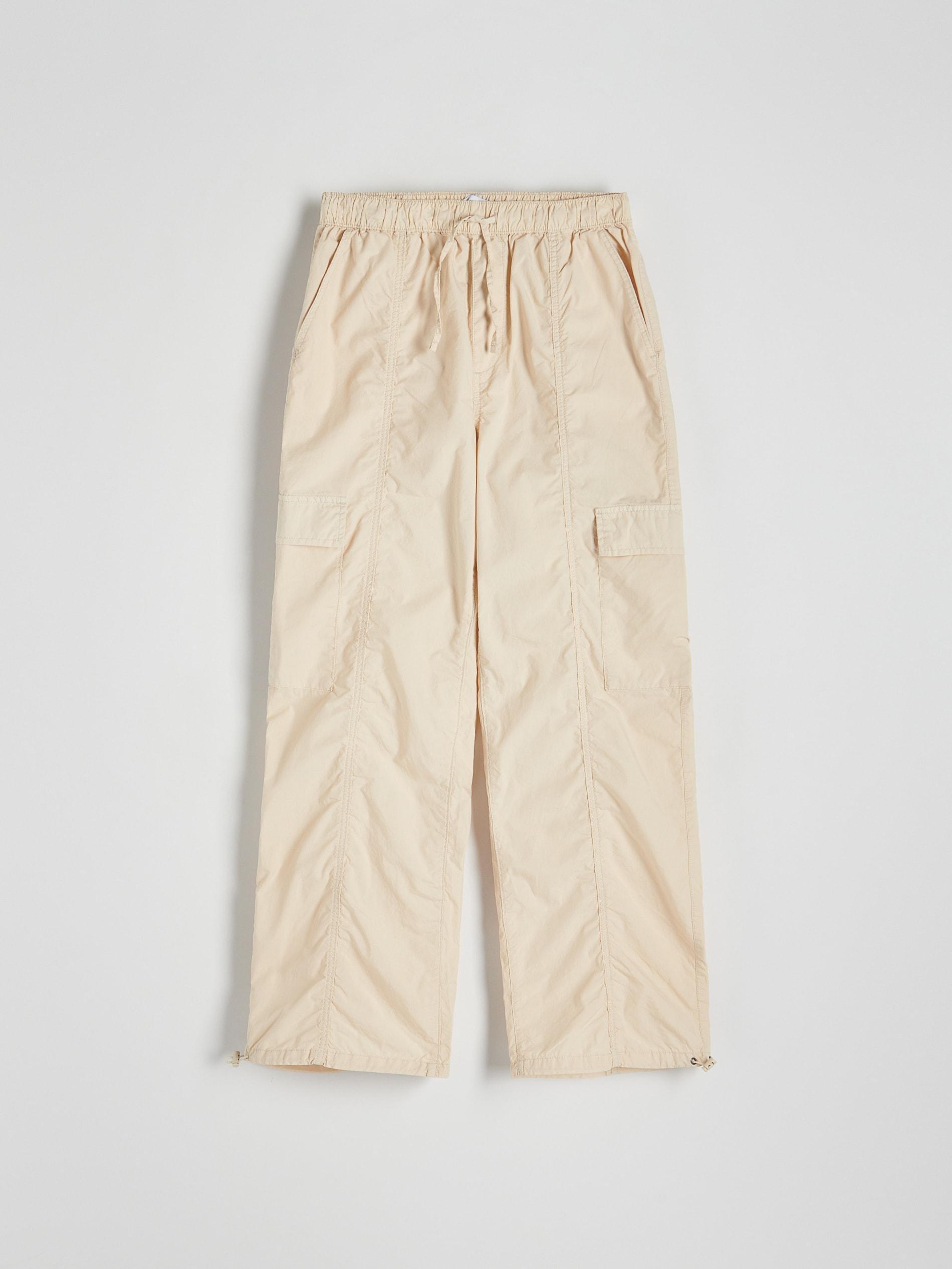Cream Cargo Trousers, , large image number 1