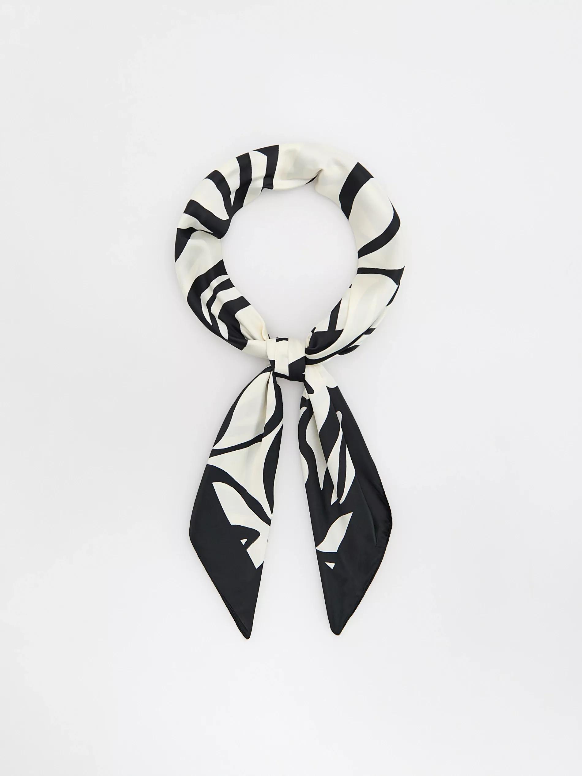 Black Patterned Scarf, Black, large image number 0